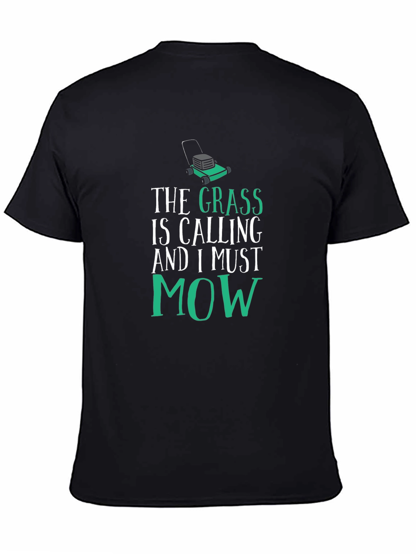 Black Funny Lawn Mowing T-Shirt - The Grass is Calling view 4