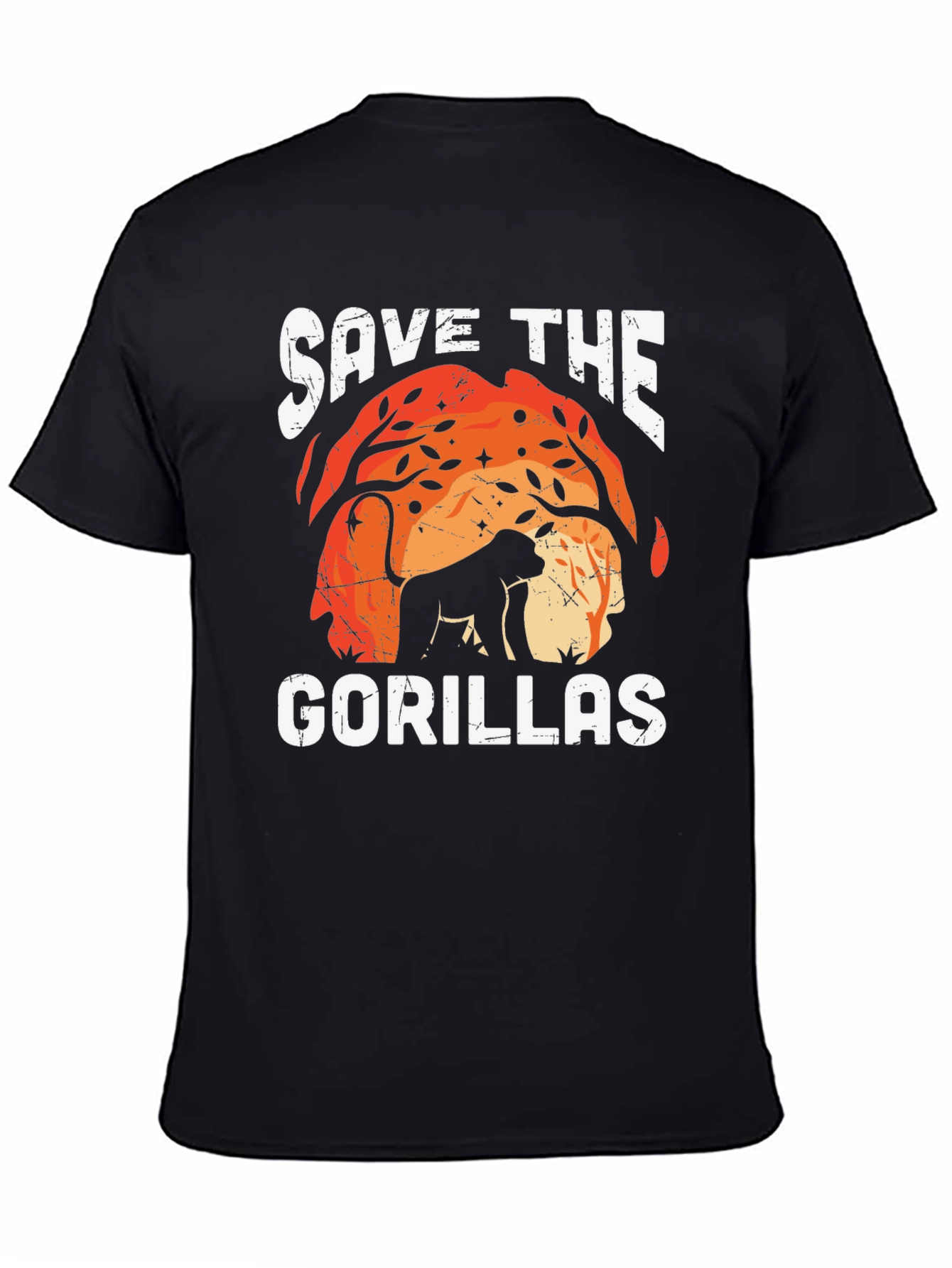 Black Save The Gorillas Graphic Tee view 4