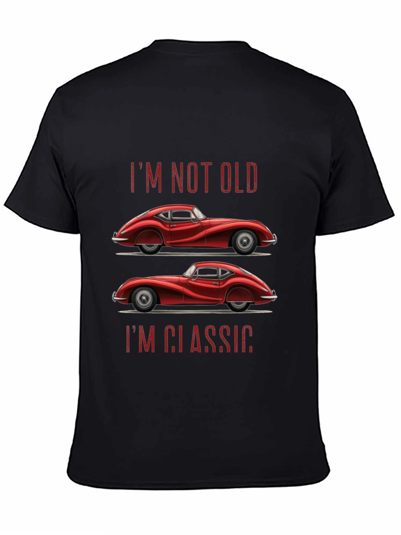 Black Classic Car T-Shirt - "I'm Not Old, I'm Classic" view 4