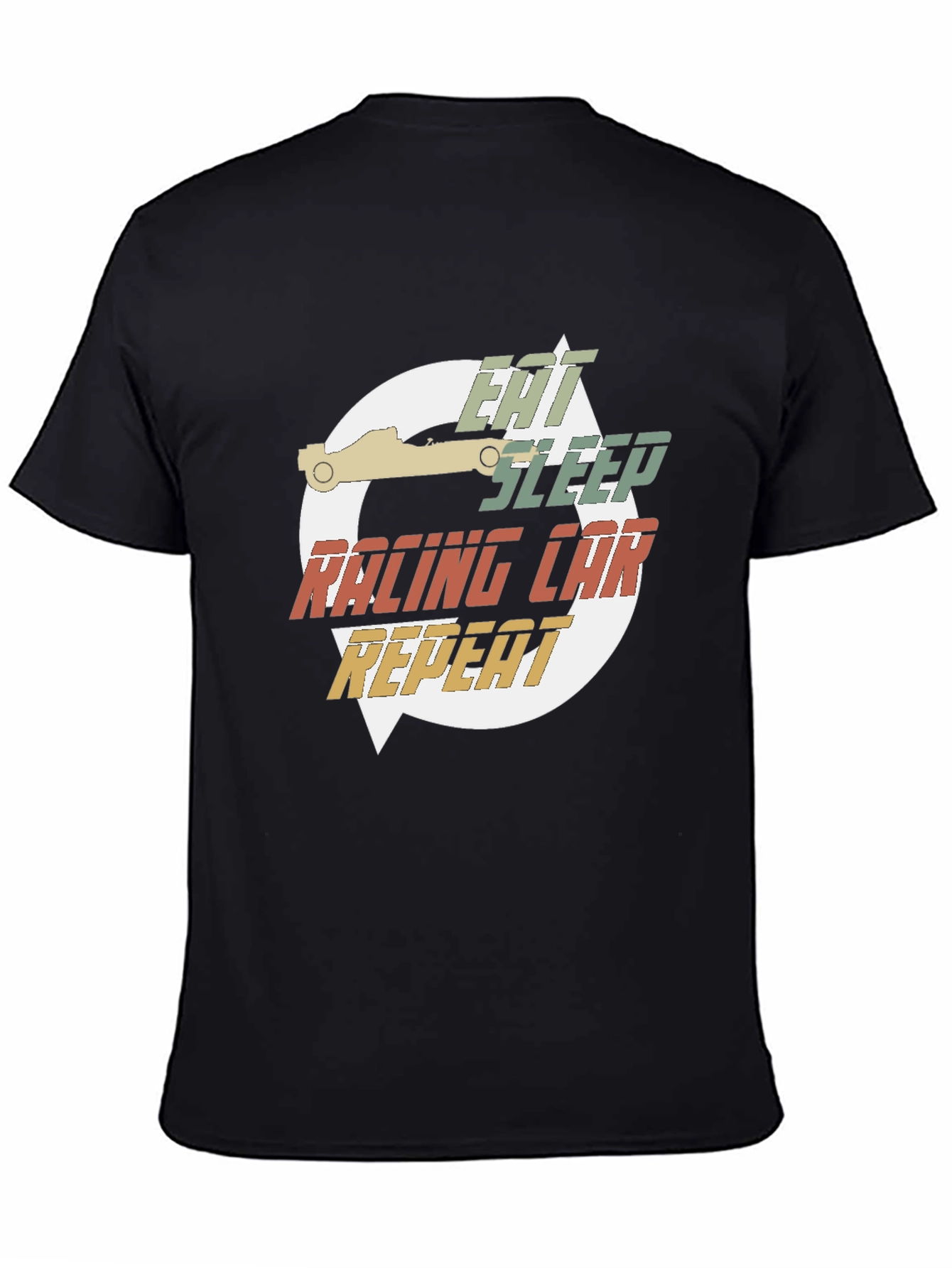 Black Eat Sleep Racing Car Repeat Black T-Shirt view 4
