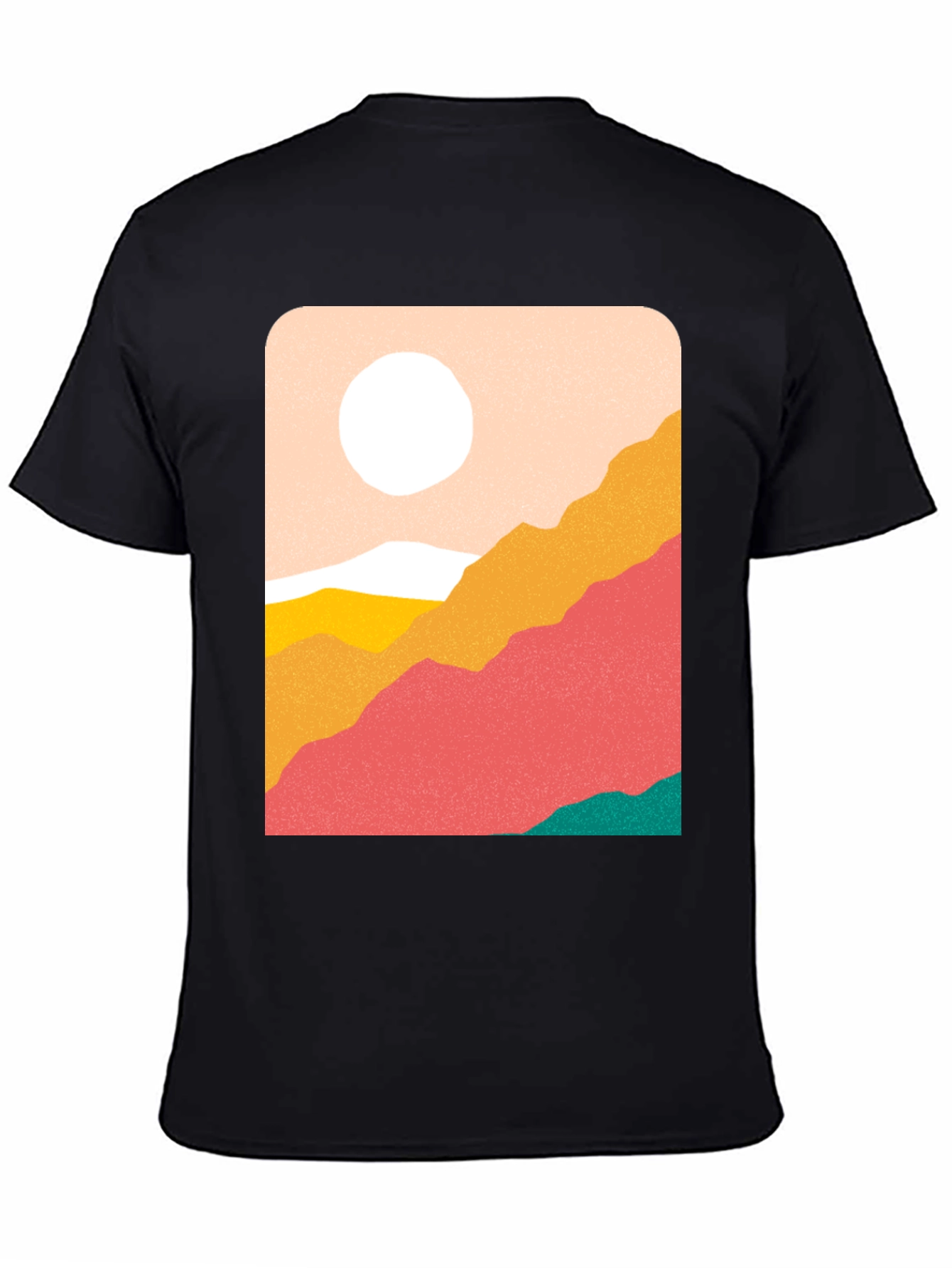 Black Abstract Landscape Graphic Tee - Black view 4