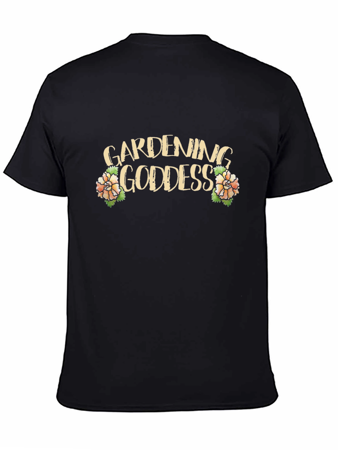 Black Gardening Goddess Graphic Tee - Black Cotton T-Shirt view 4