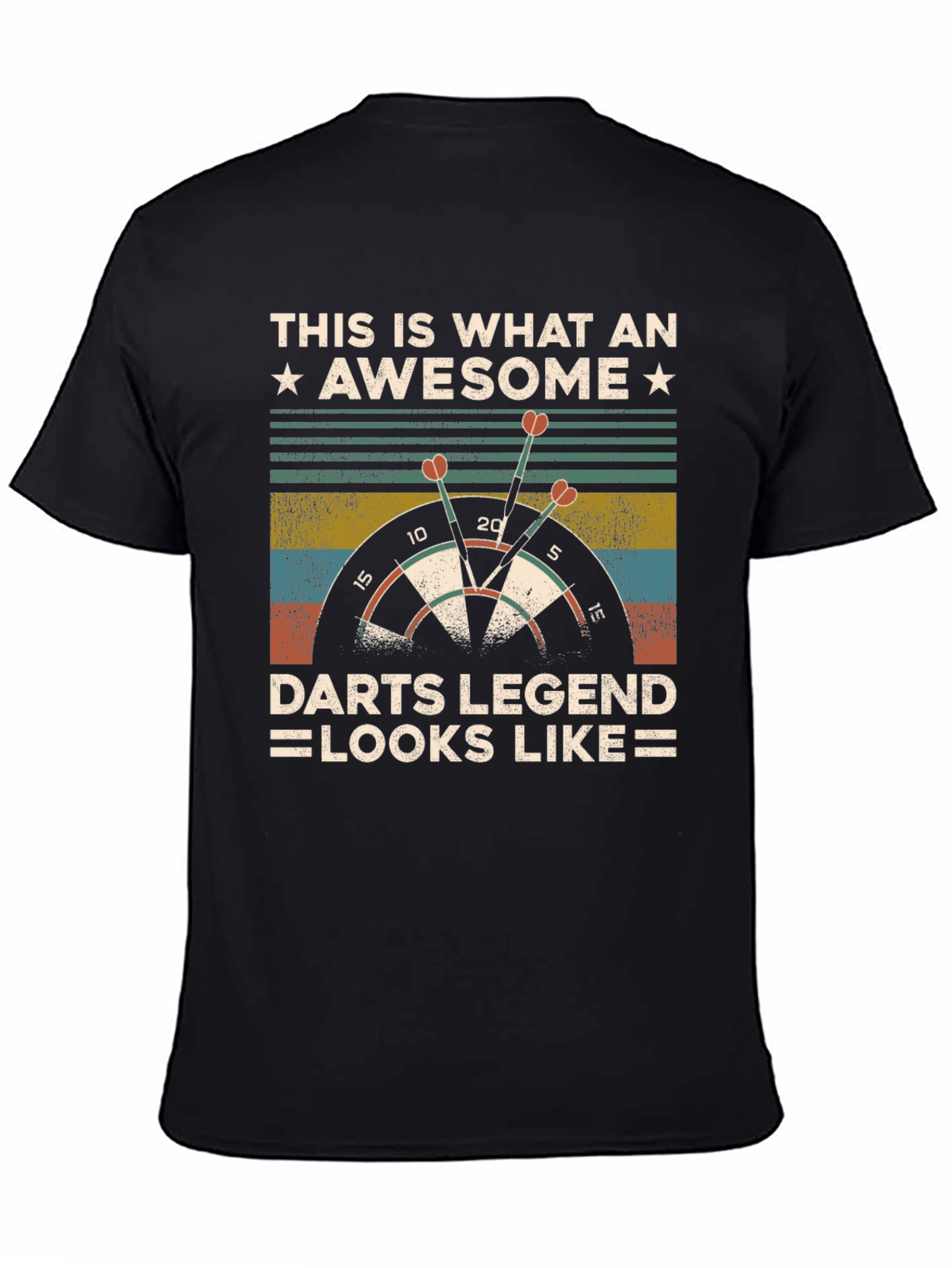 Black Awesome Darts Legend T-Shirt: Dartboard Graphic Tee view 4