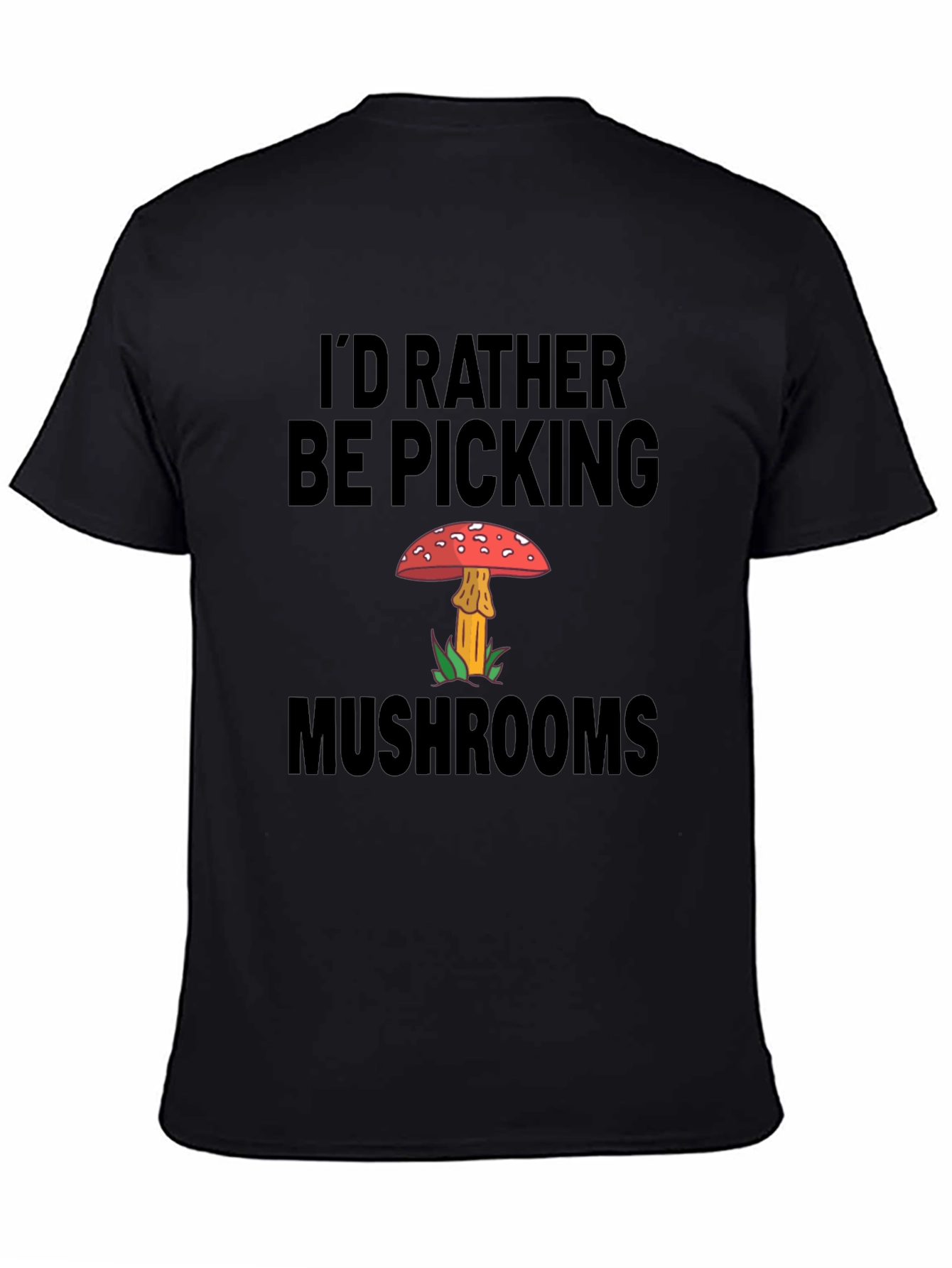 Black Mushroom Picker Graphic T-Shirt view 4