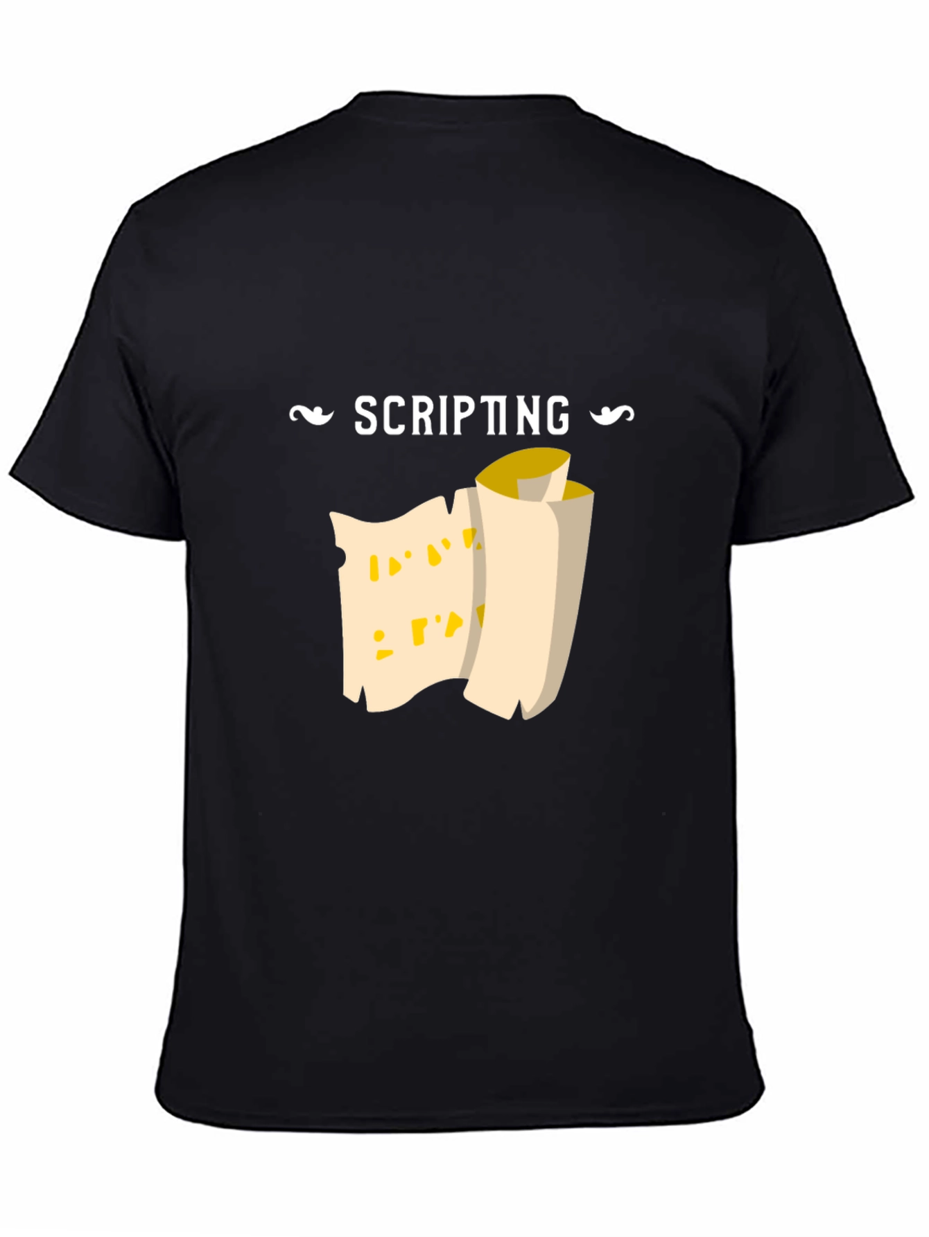 Black Scripting Scroll Graphic Tee - Black Cotton Comfort view 4