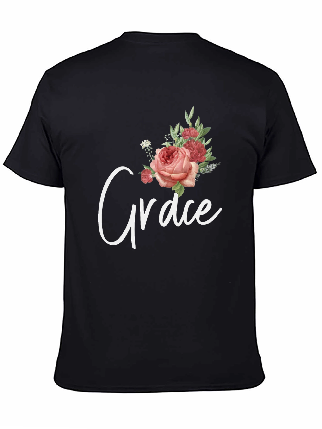 Black Grace Floral Graphic T-Shirt - Stylish Unisex Tee view 4