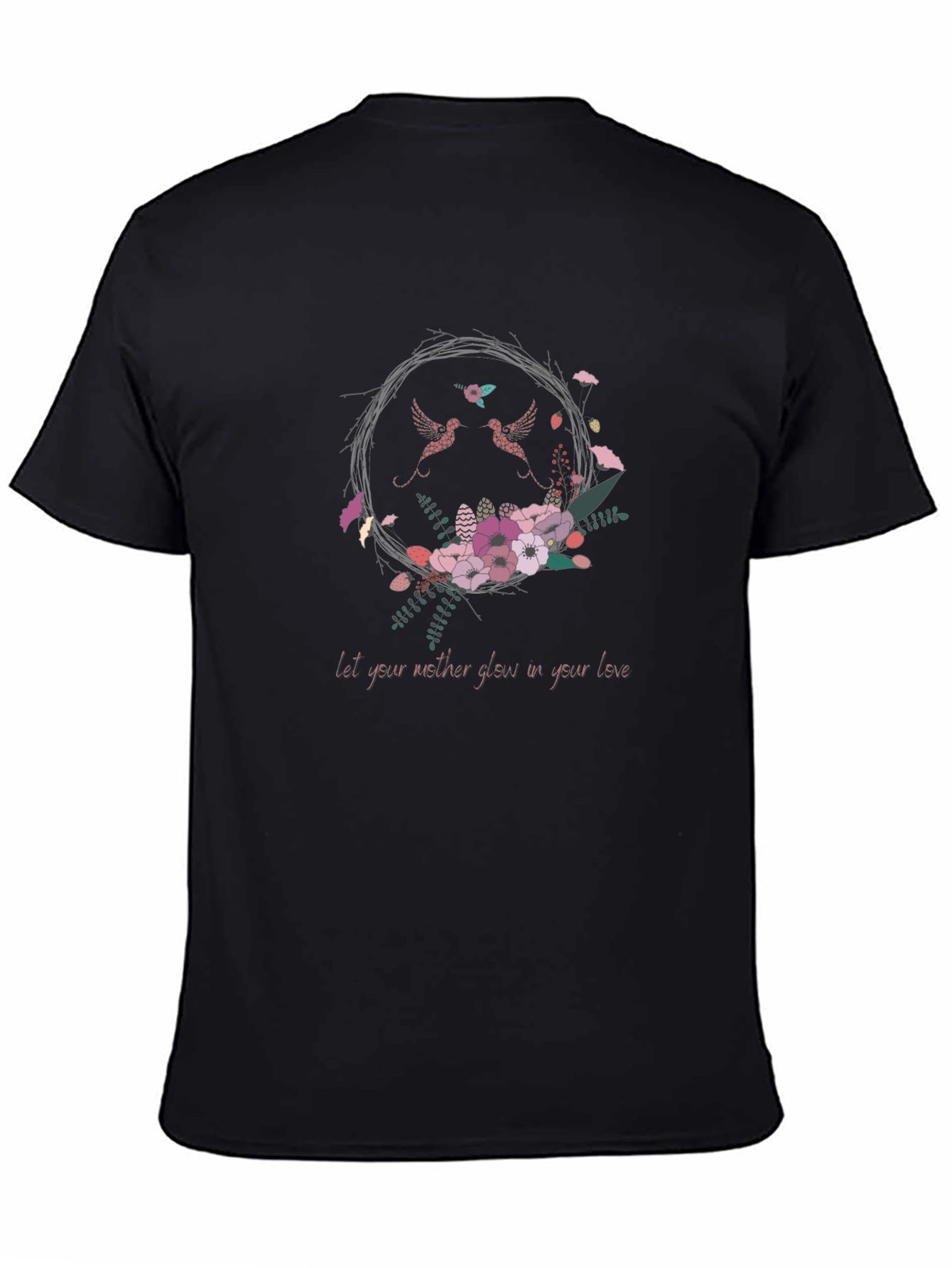 Black Floral Lovebirds Graphic T-Shirt view 4