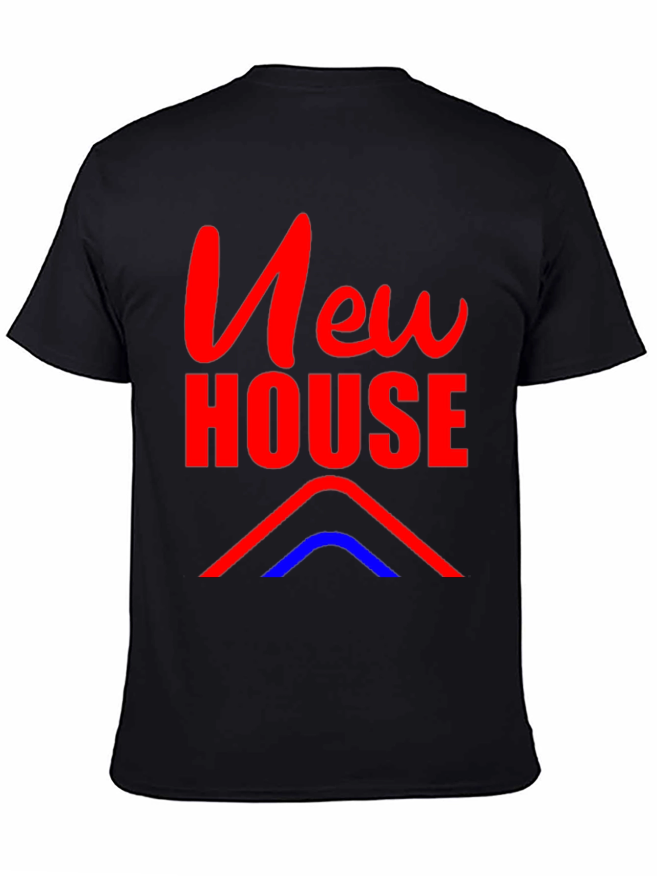 Black New House Graphic Tee - Black Cotton Blend T-Shirt view 4