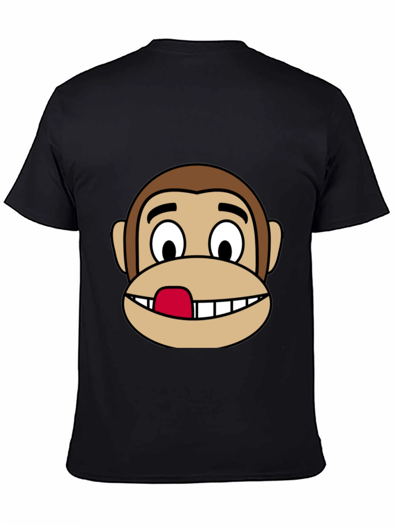 Black Funny Monkey Face Graphic Tee - Black Cotton T-Shirt view 4