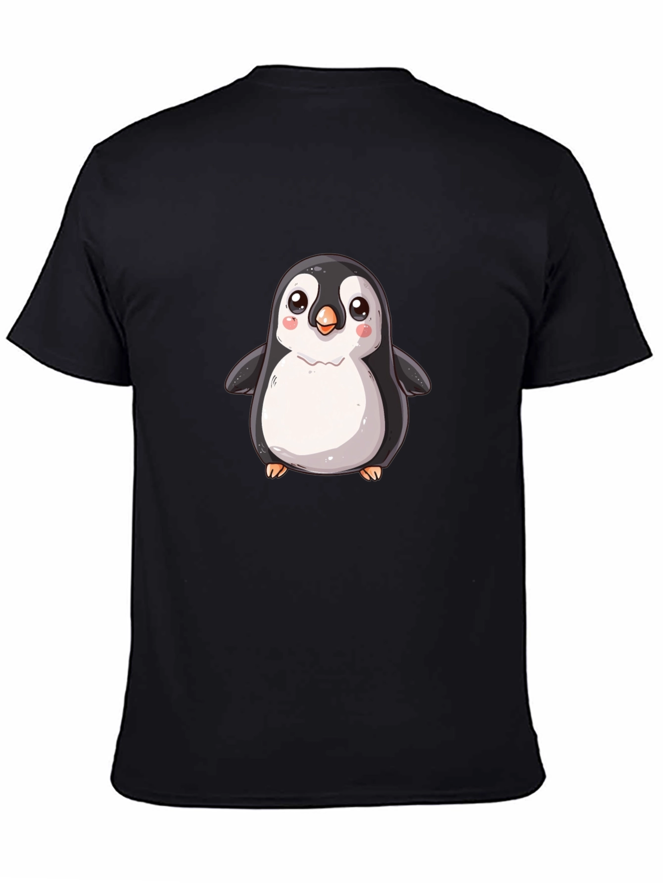Black Cute Cartoon Penguin Black T-Shirt view 4
