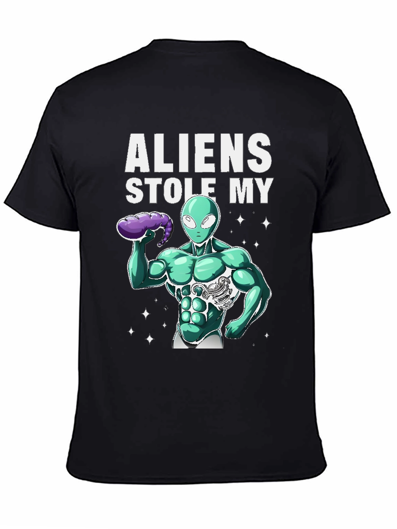 Black Aliens Stole My Six-Pack T-Shirt view 4