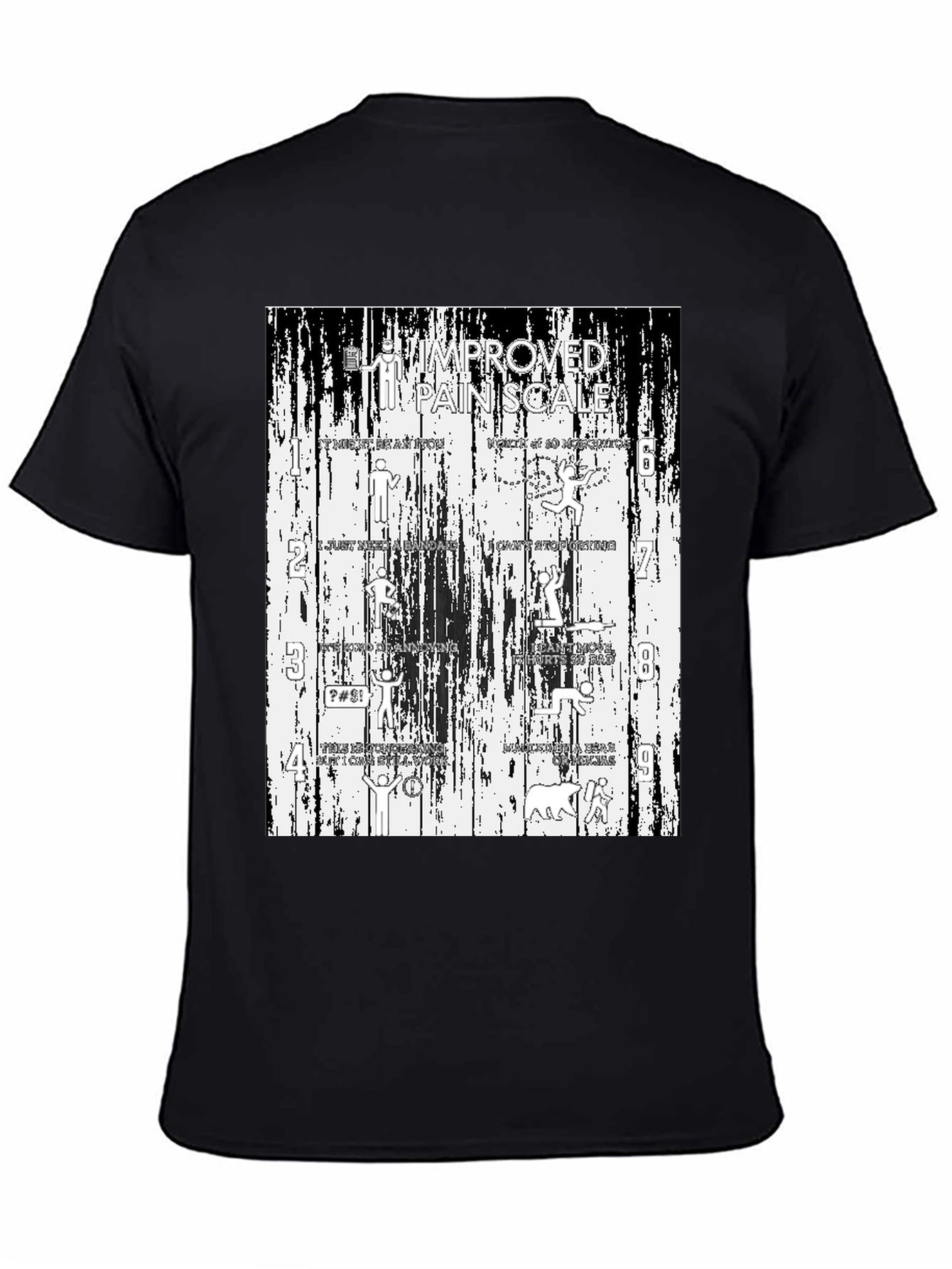 Black Funny "Improved Pain Scale" Graphic Tee view 4