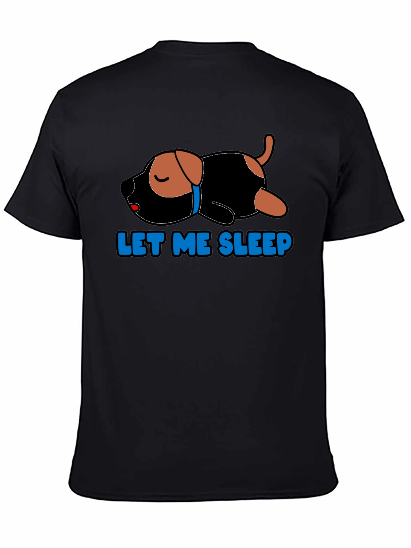 Black Let Me Sleep T-Shirt - Cute Dog Design view 4
