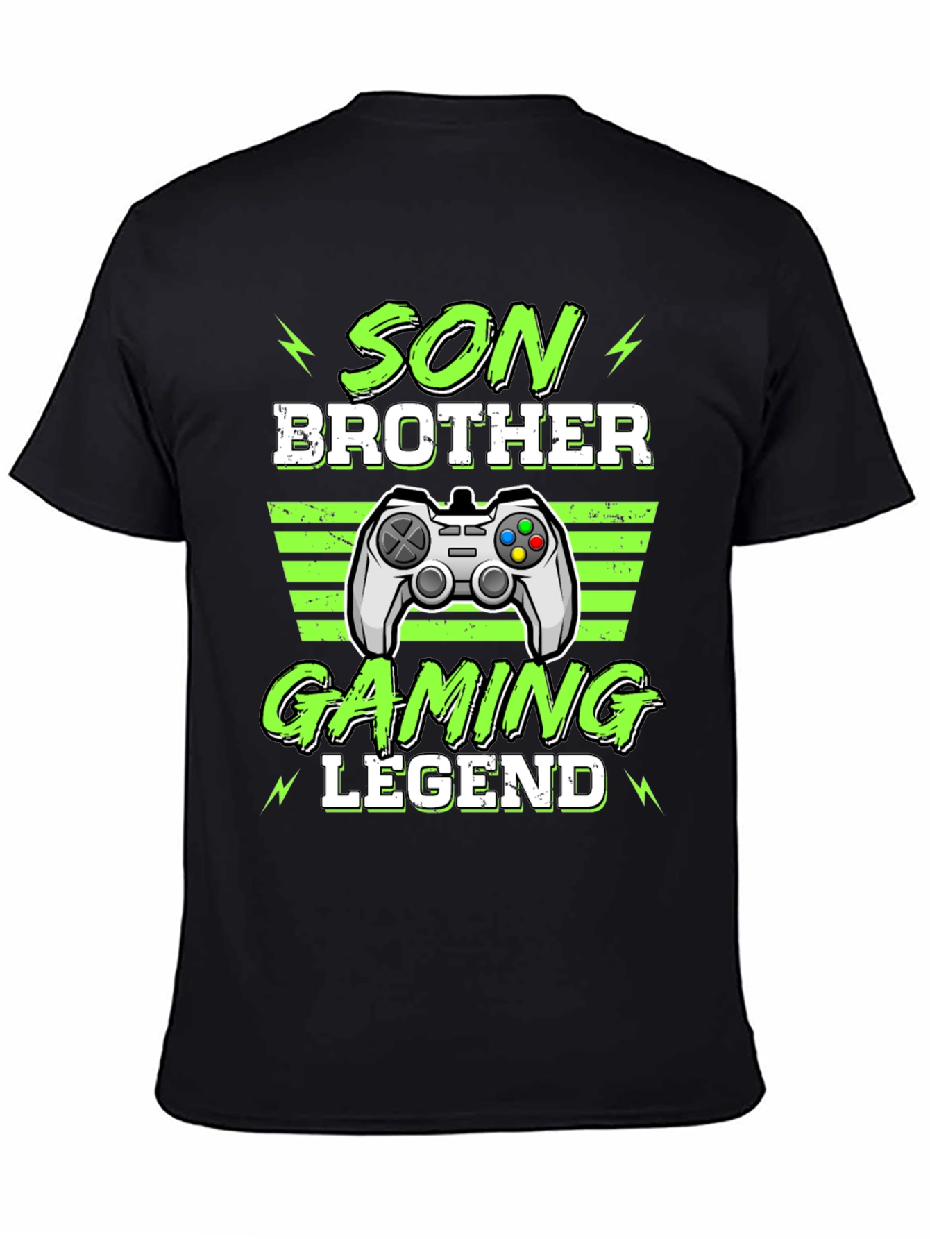 Black Son Brother Gaming Legend Black T-Shirt view 4