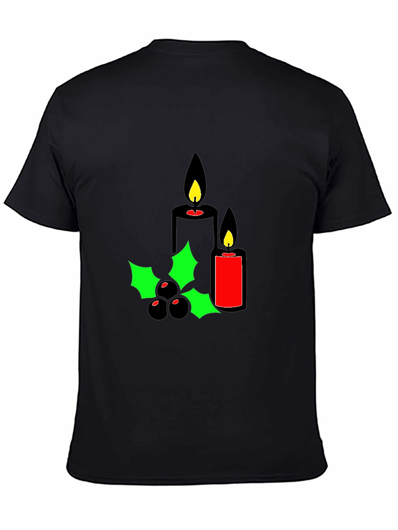 Black Holiday Candles Graphic Tee - Christmas Spirit Shirt view 4
