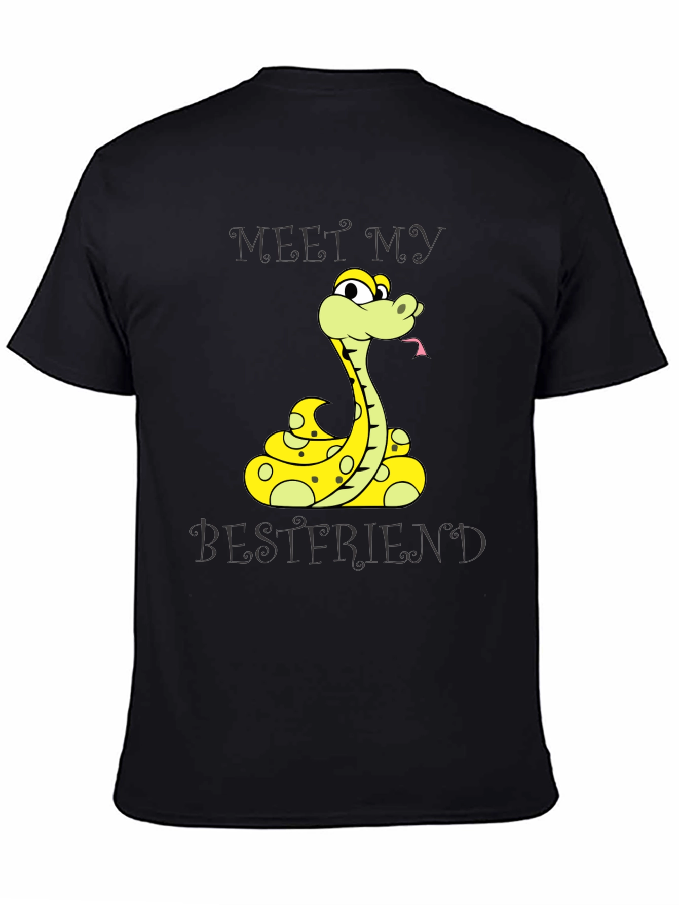 Black Meet My Bestfriend Snake Graphic T-Shirt view 4