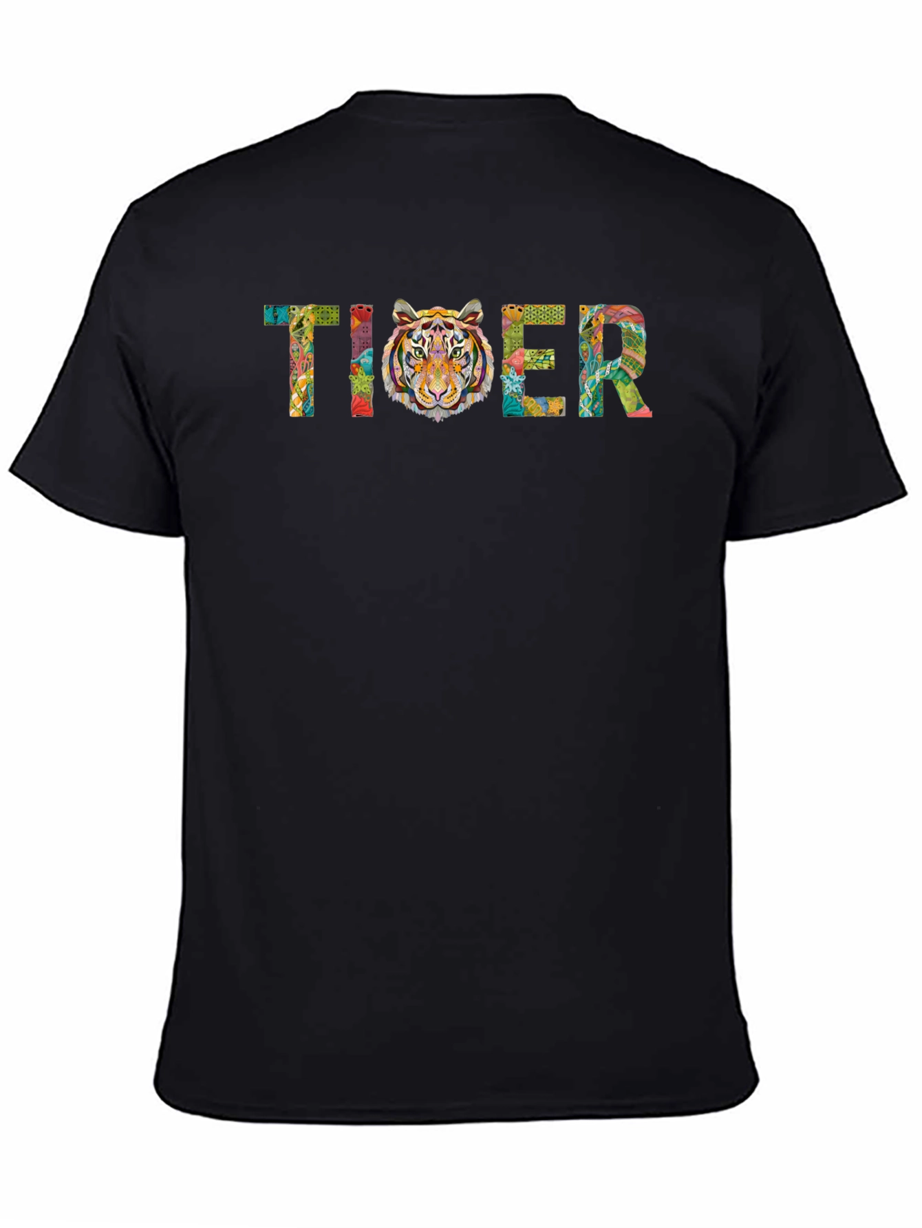 Black Tiger Graphic Print Crewneck T-Shirt view 4