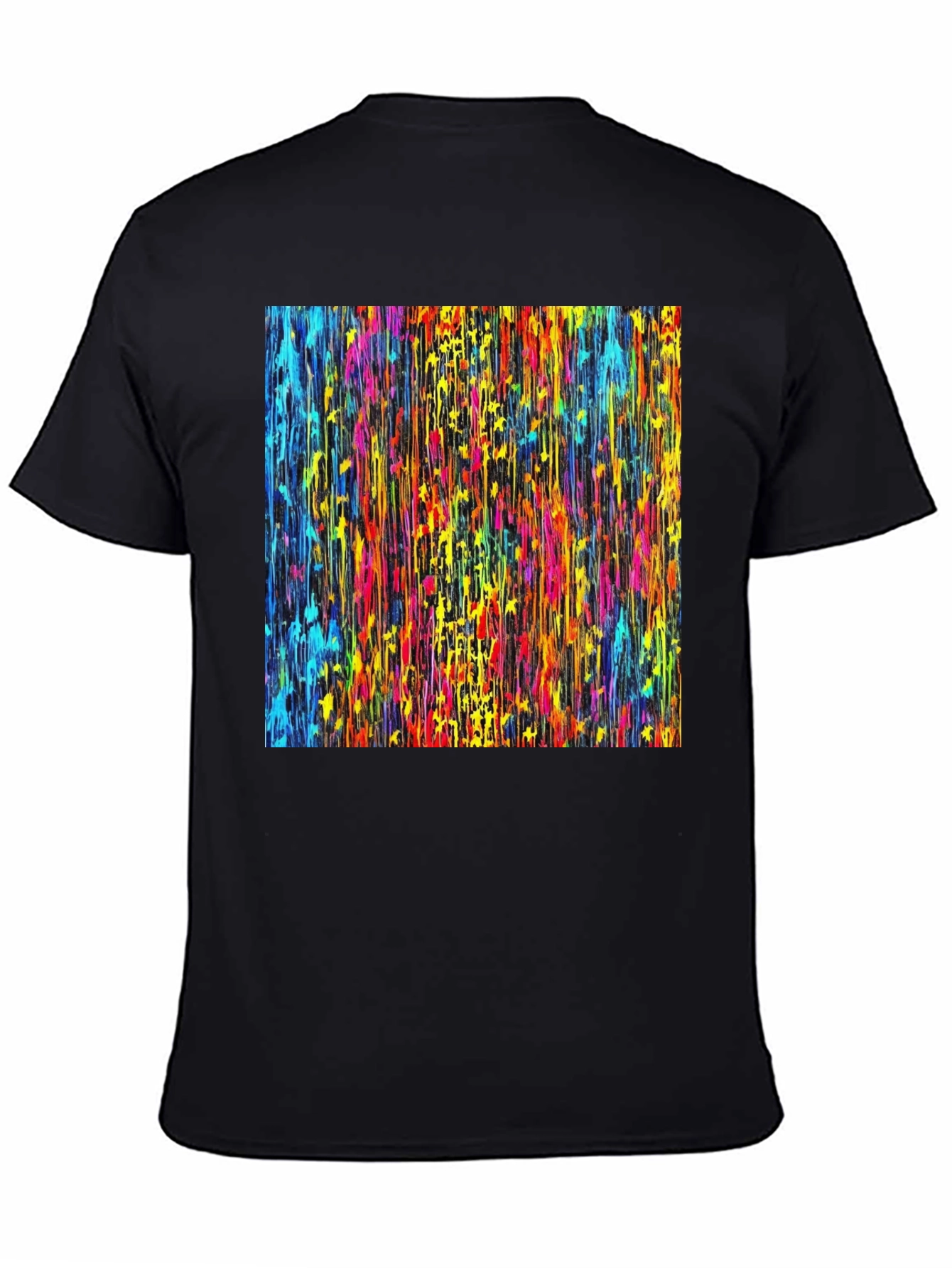 Black Vibrant Dripping Paint Graphic Tee - Artsy Black T-Shirt view 4