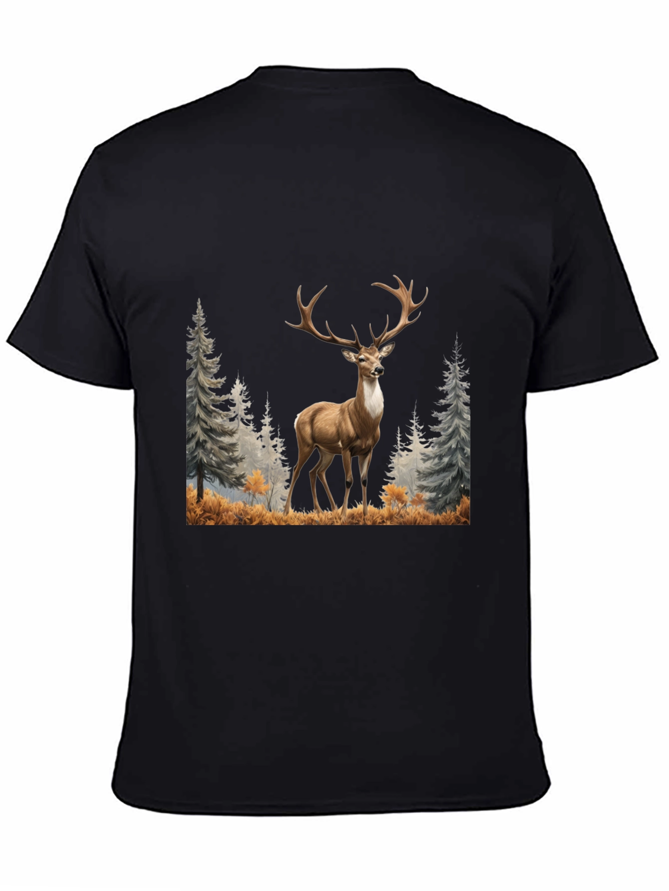 Black Deer Graphic Tee - Wildlife Inspired Men's T-Shirt view 4