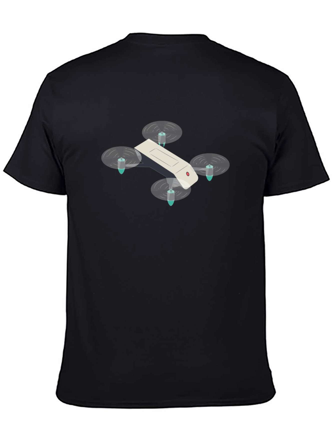 Black Drone Graphic T-Shirt - Black Cotton Tee view 4