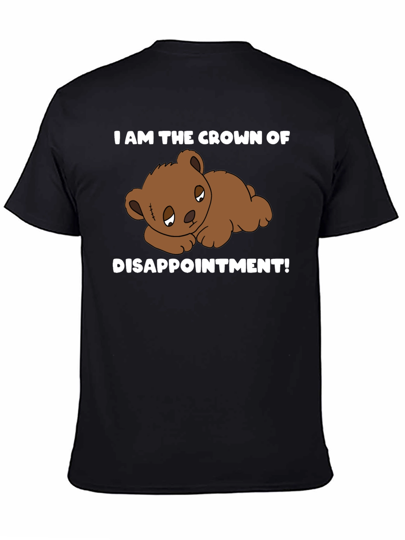 Black Crown of Disappointment T-Shirt - Sad Teddy Bear view 4