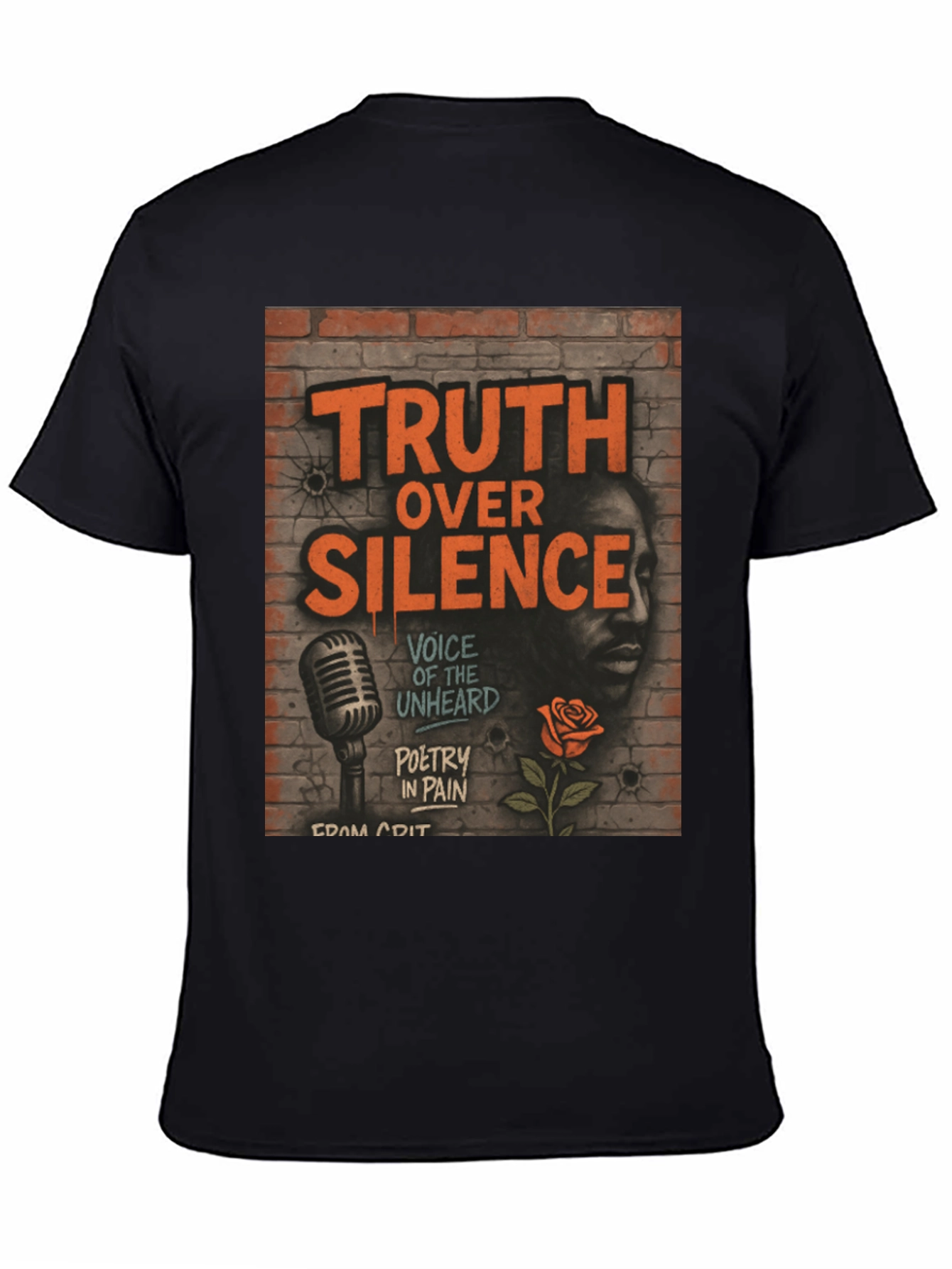Black Truth Over Silence Graphic T-Shirt - Poetry in Pain view 4