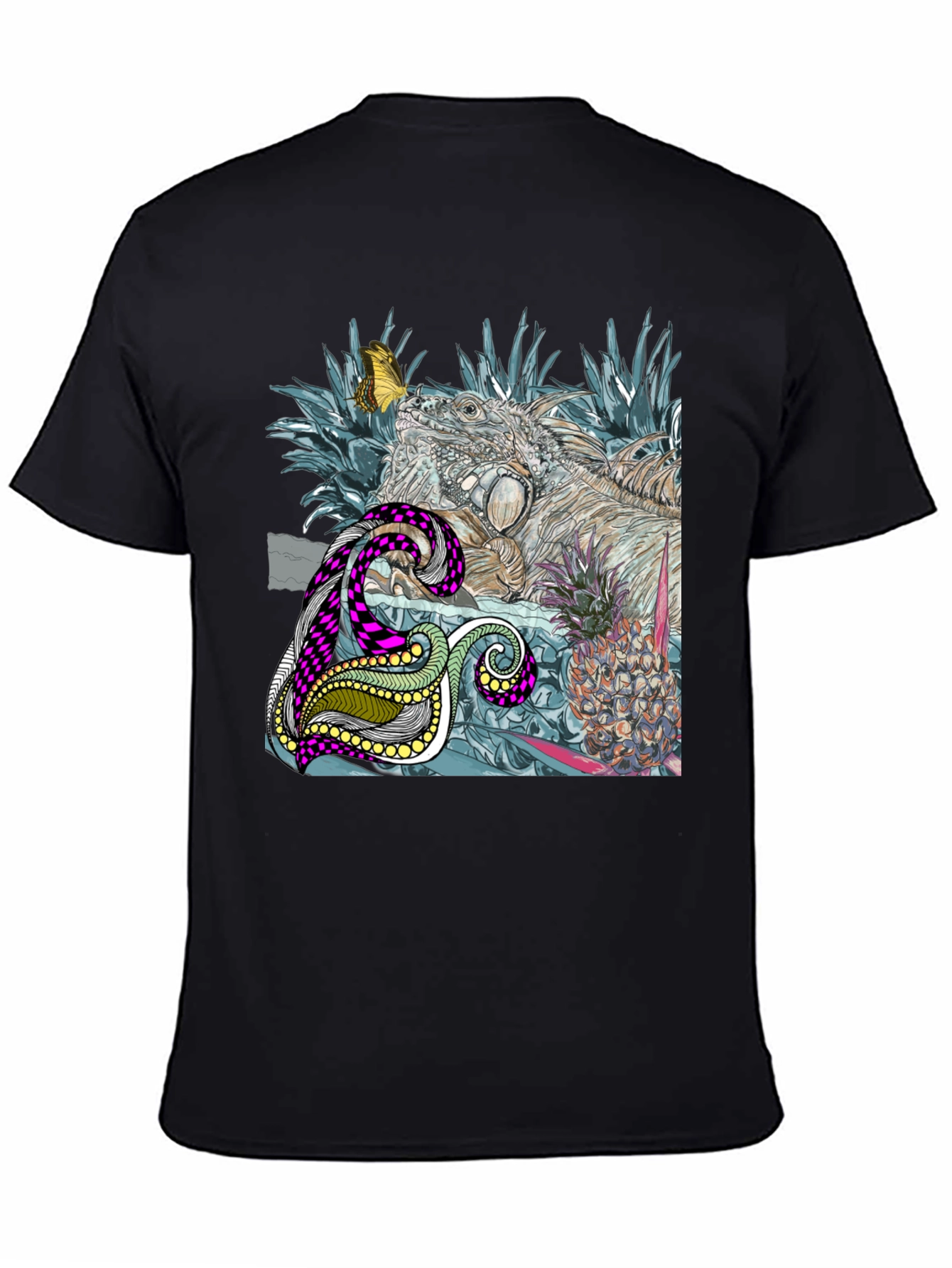 Black Iguana and Pineapple Graphic Tee view 4