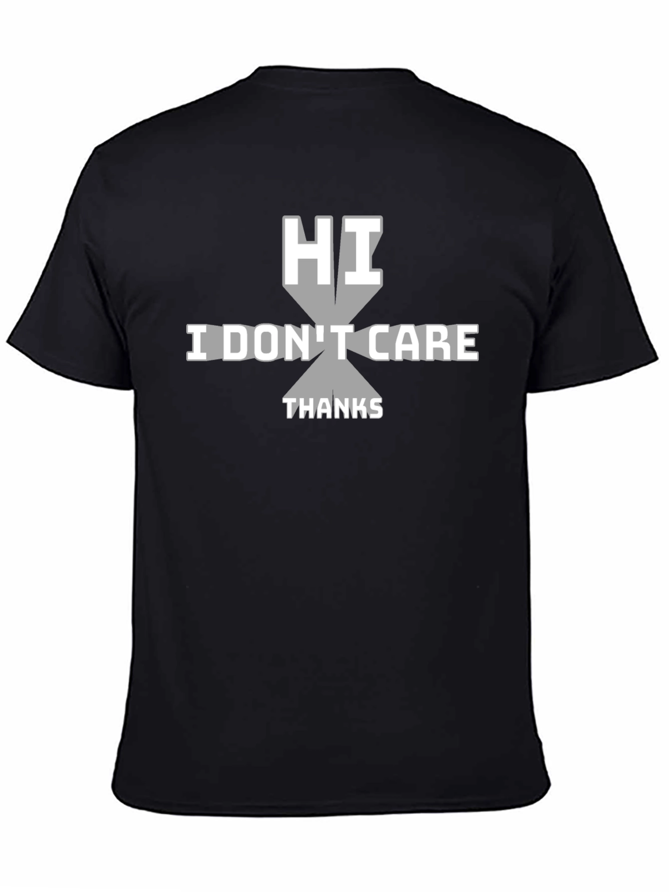 Black Humorous "Hi, I Don't Care" Graphic Tee view 4