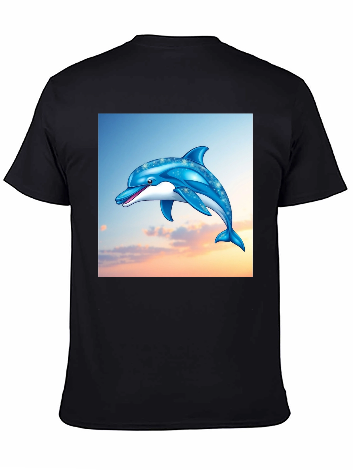 Black Dolphin Graphic Print Black T-Shirt view 4