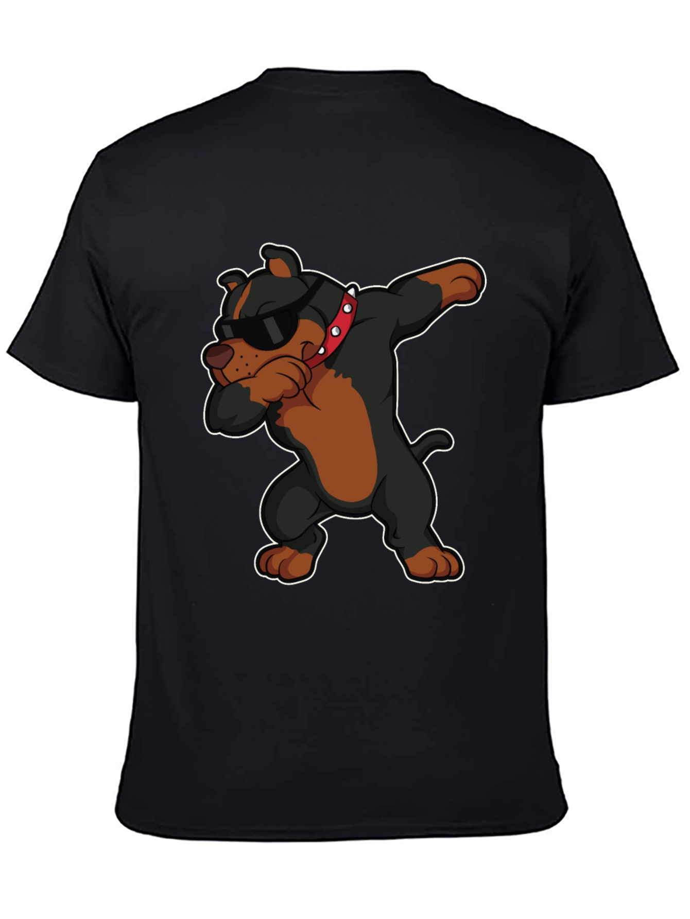 Black Dabbing Dog Graphic Tee - Cool Pup Design T-Shirt view 4