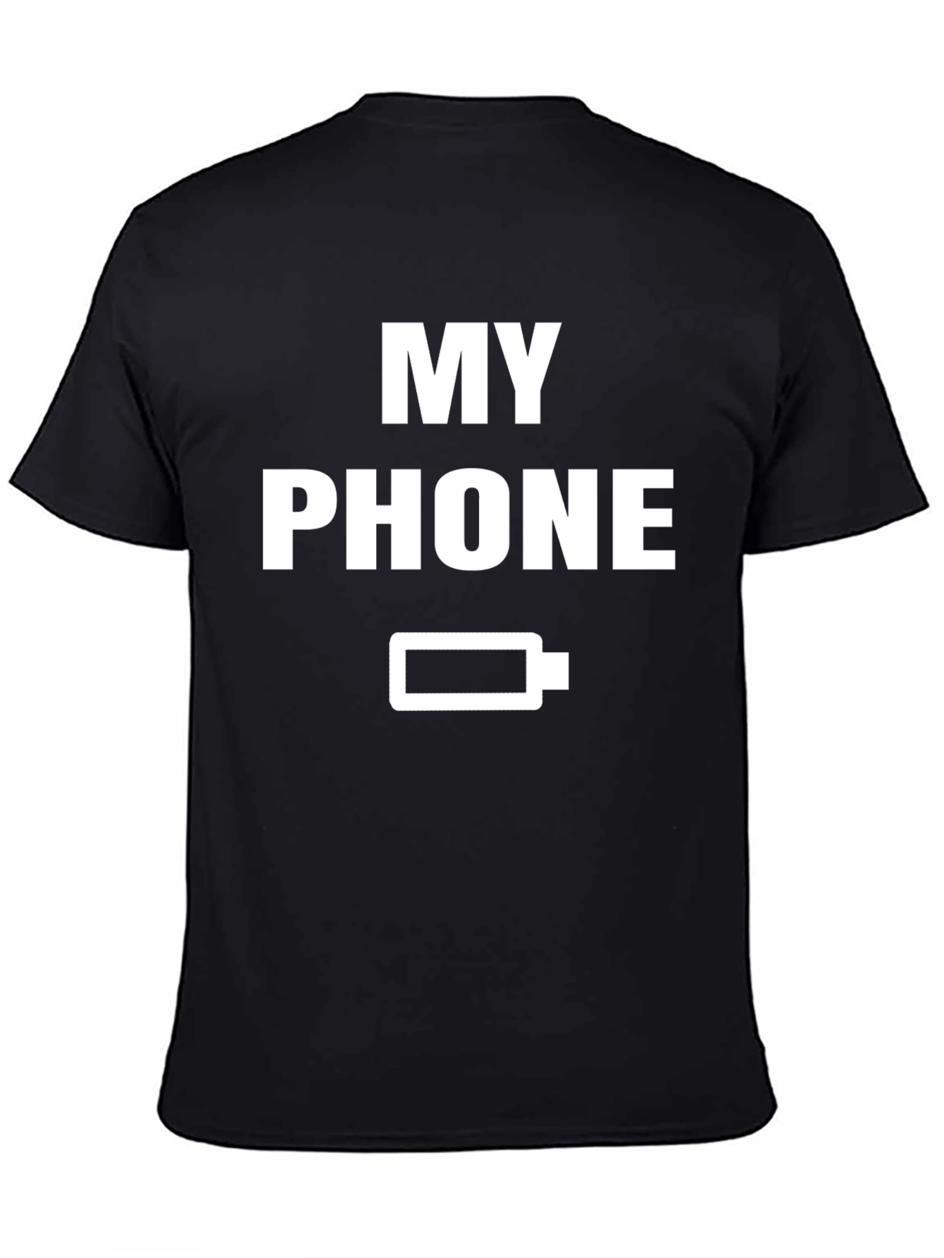 Black Low Battery Humor Tee - My Phone is Dead T-Shirt view 4