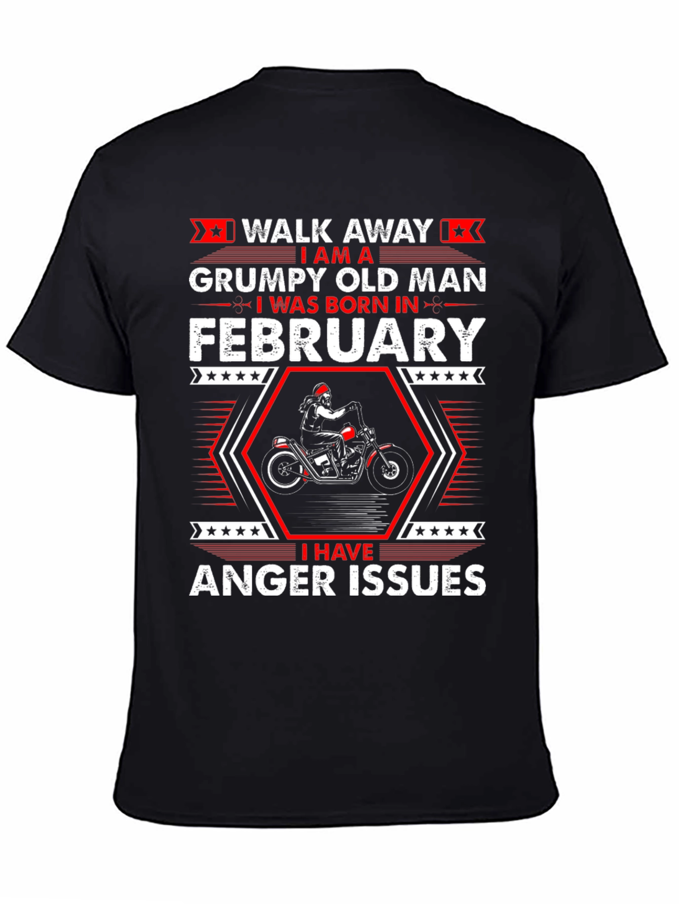 Black Grumpy Old Man Born in February T-Shirt view 4