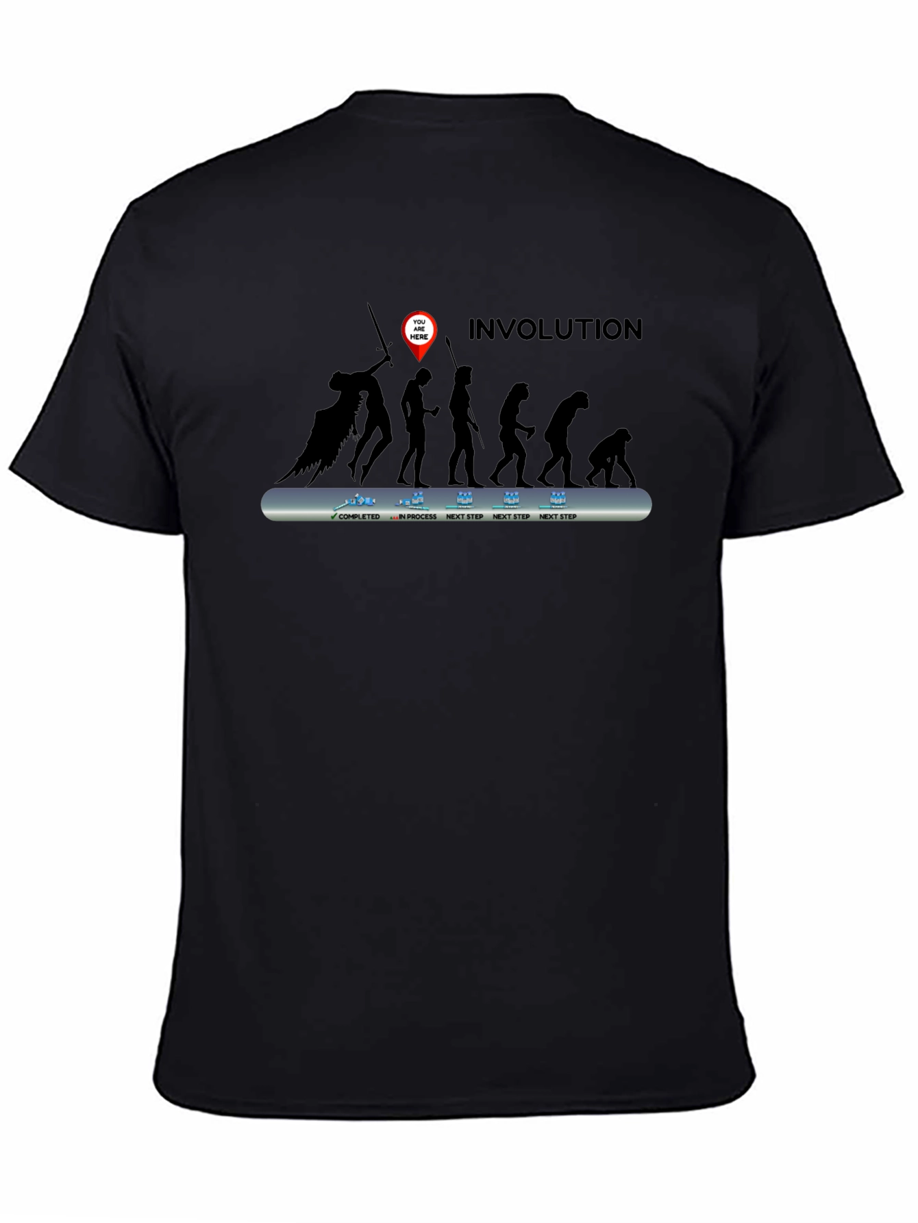Black Involuted Evolution Men's Black T-Shirt view 4