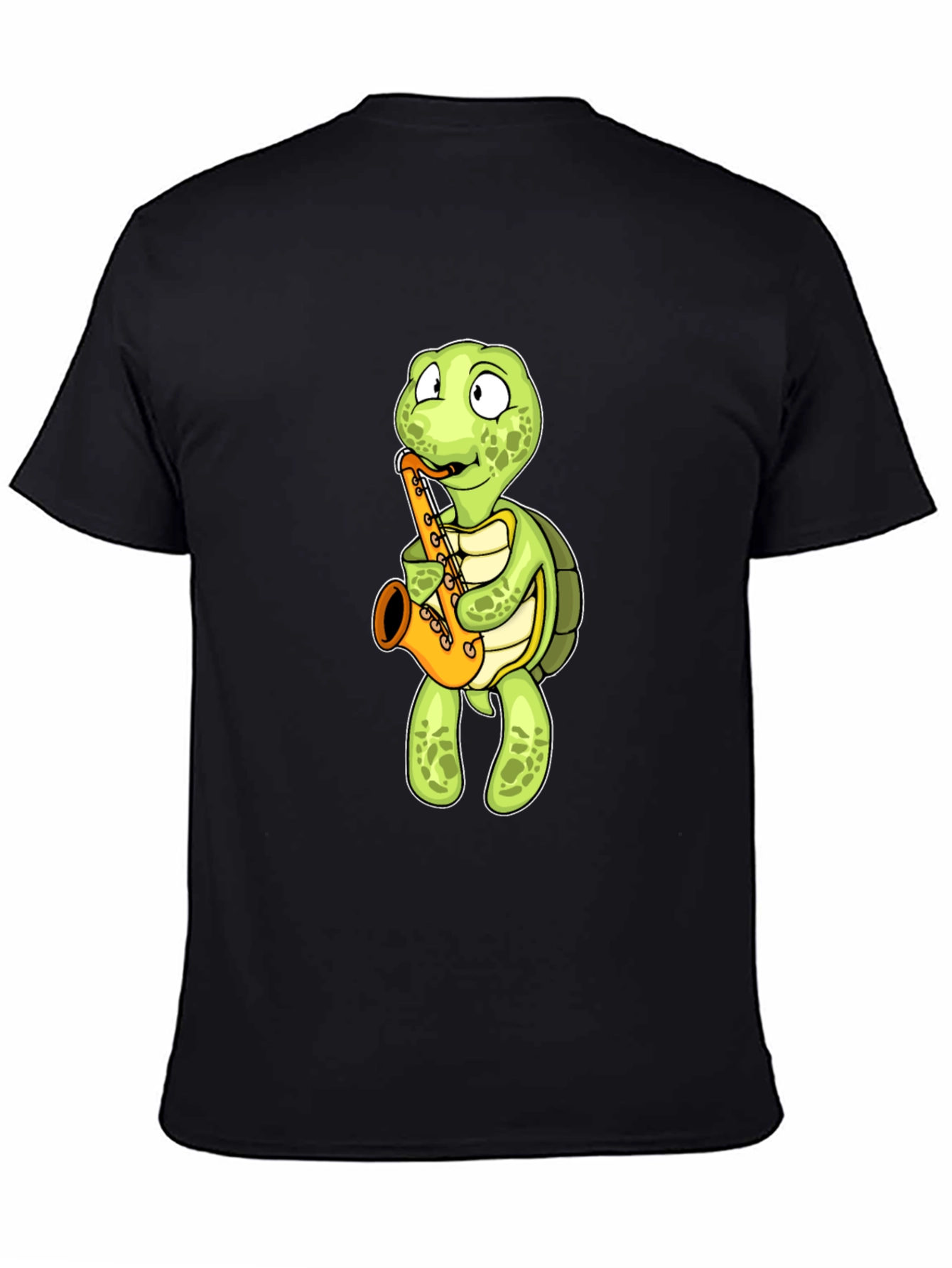 Black Turtle Saxophone T-Shirt - Black Cotton Tee view 4