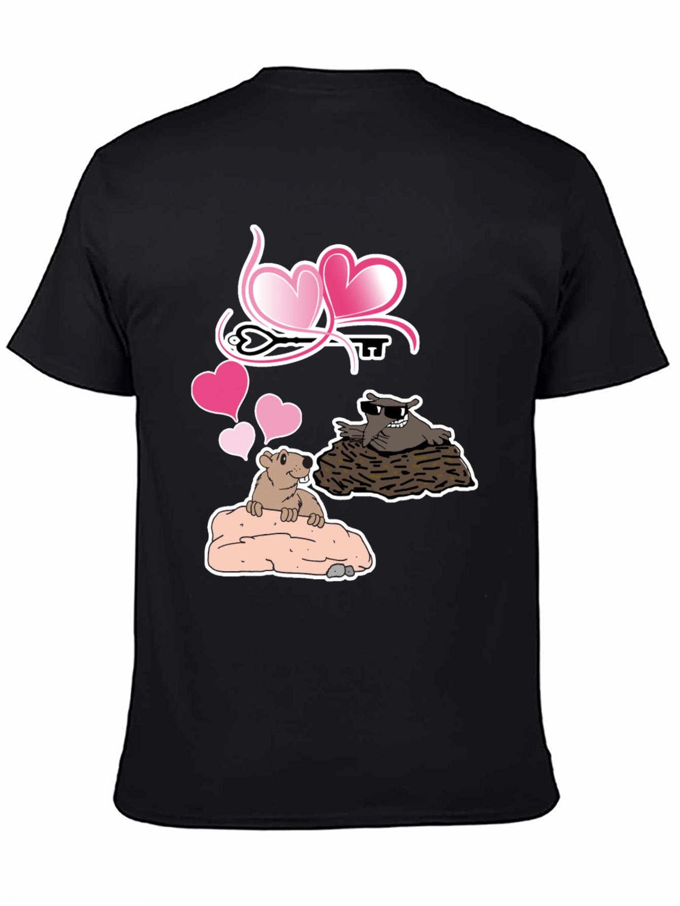 Black Groundhog Love T-Shirt - Cute Valentine's Day Tee view 4