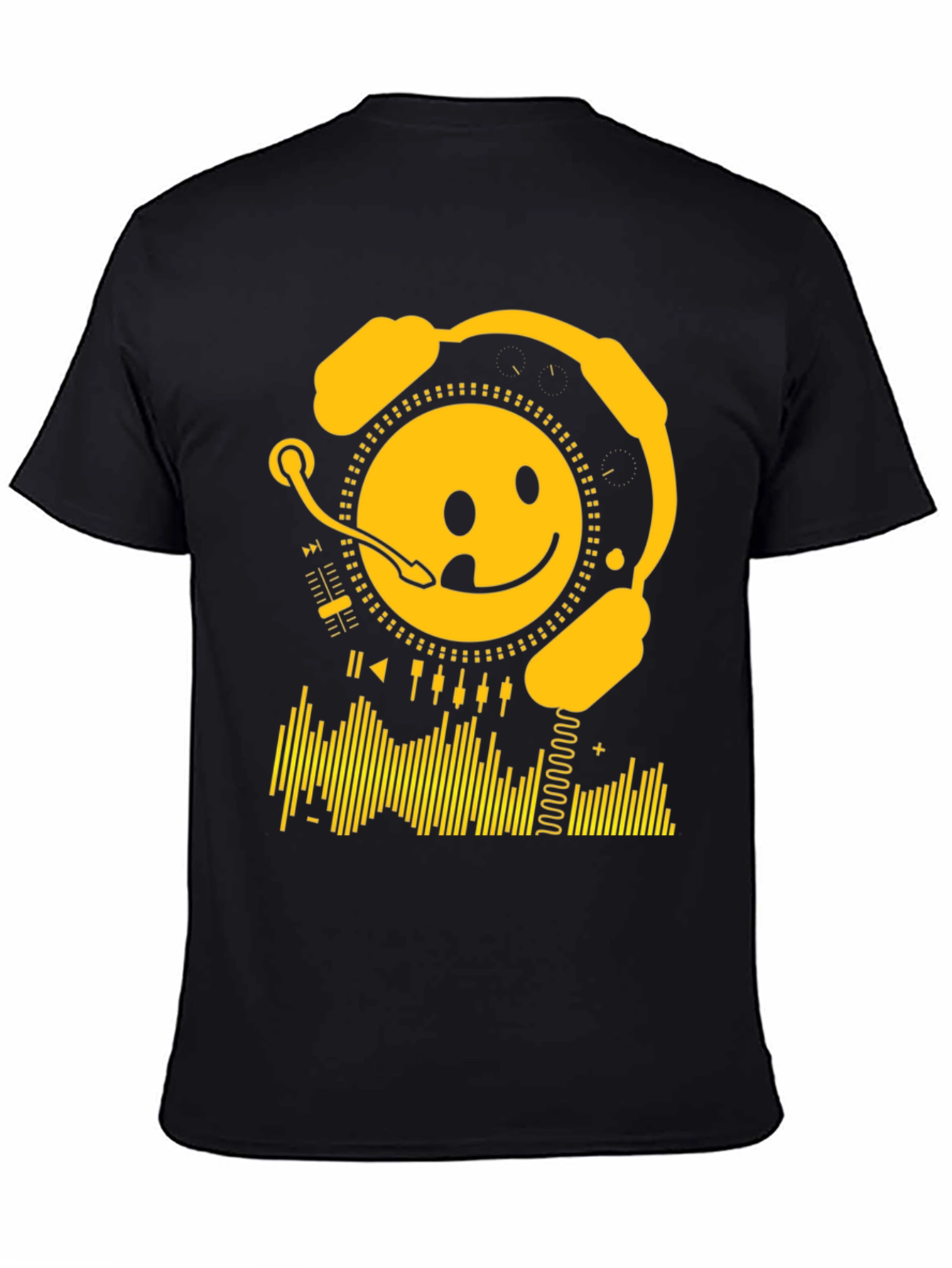 Black Smiley DJ Black T-Shirt view 4