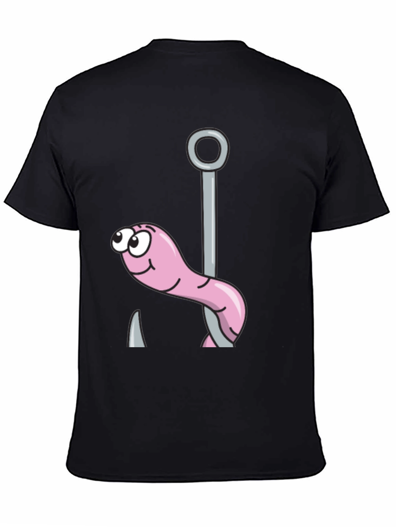 Black Cartoon Worm & Hook Tee view 4