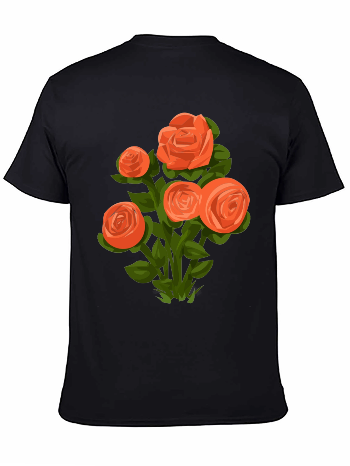 Black Floral Graphic Tee - Orange Rose Bouquet view 4