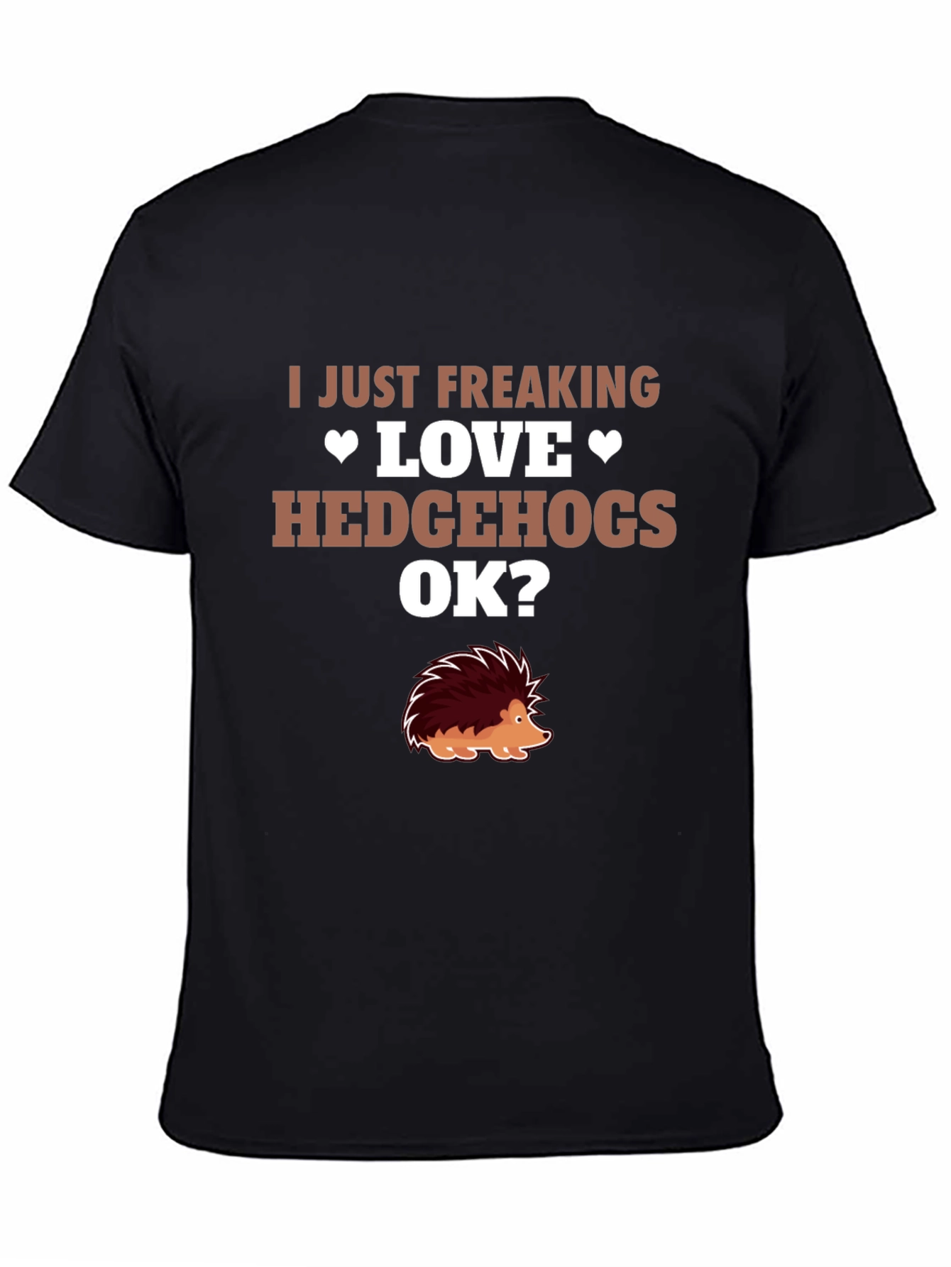 Black I Love Hedgehogs Graphic Tee - Novelty T-Shirt view 4