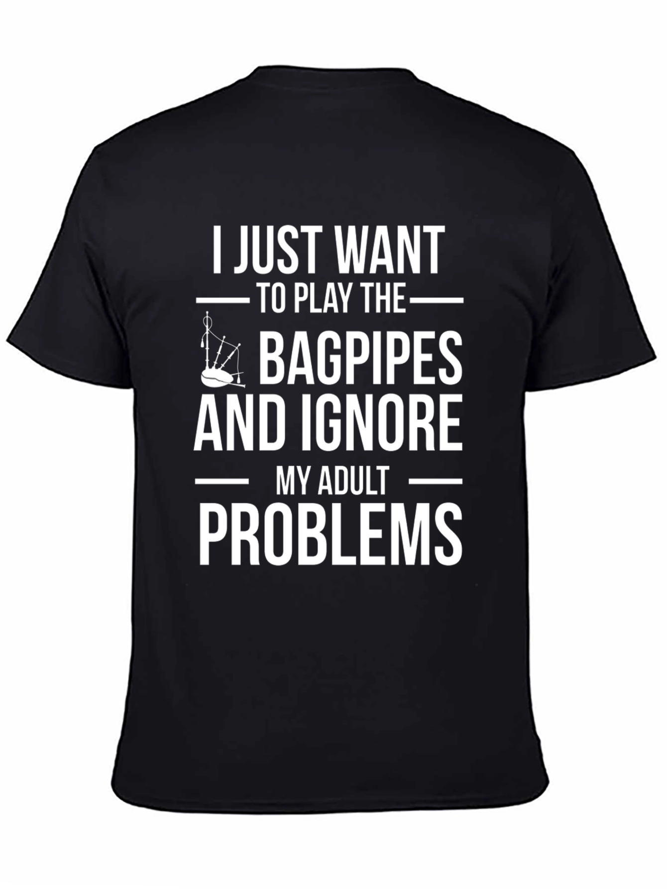 Black Bagpipes & Adult Problems Graphic Tee view 4