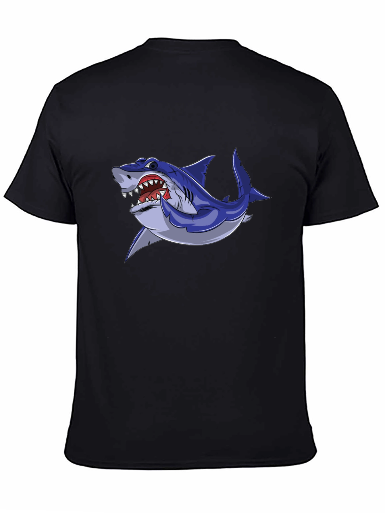 Black Cool Shark Graphic Tee - Black Cotton Blend view 4