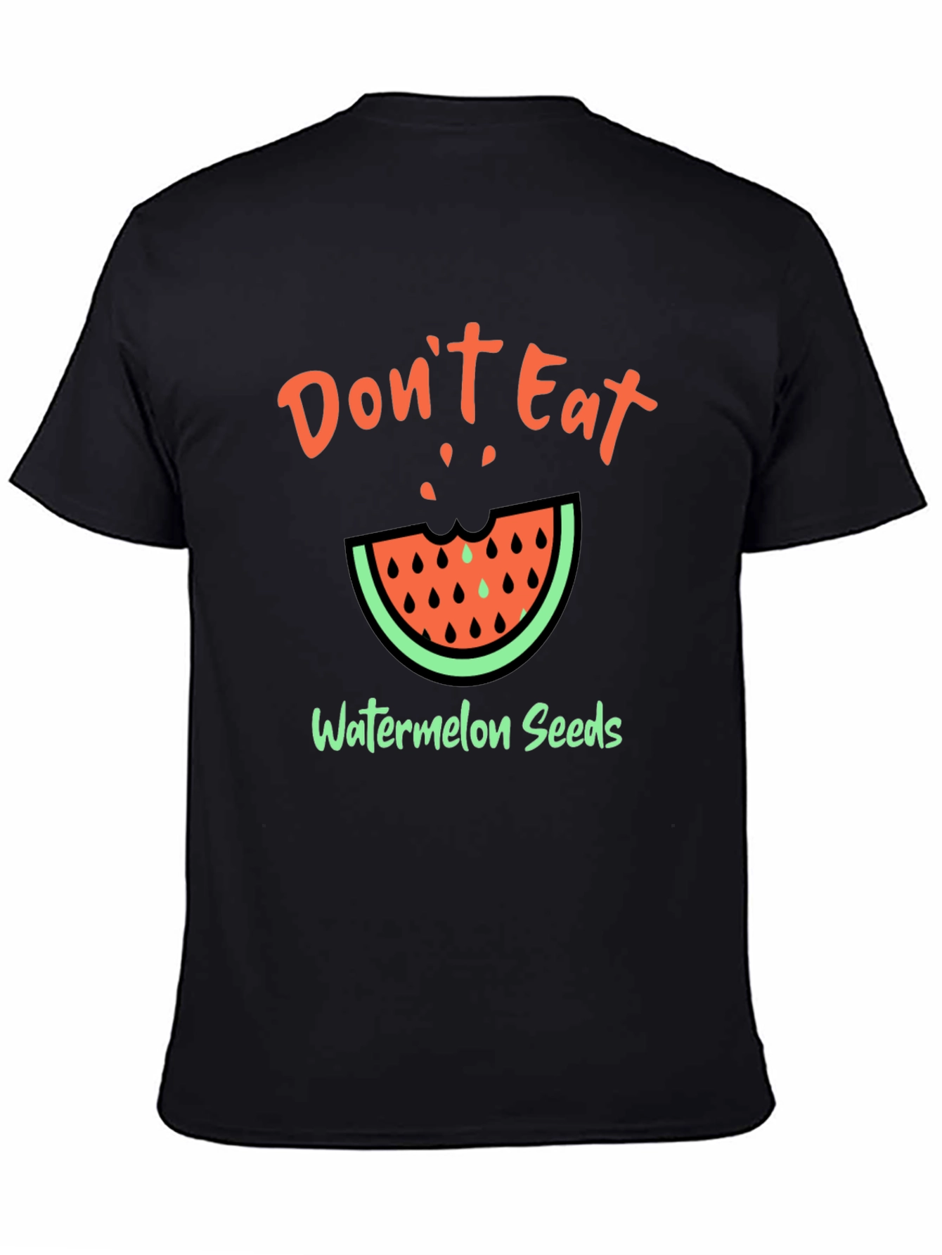 Black Funny Watermelon Seeds Graphic T-Shirt view 4