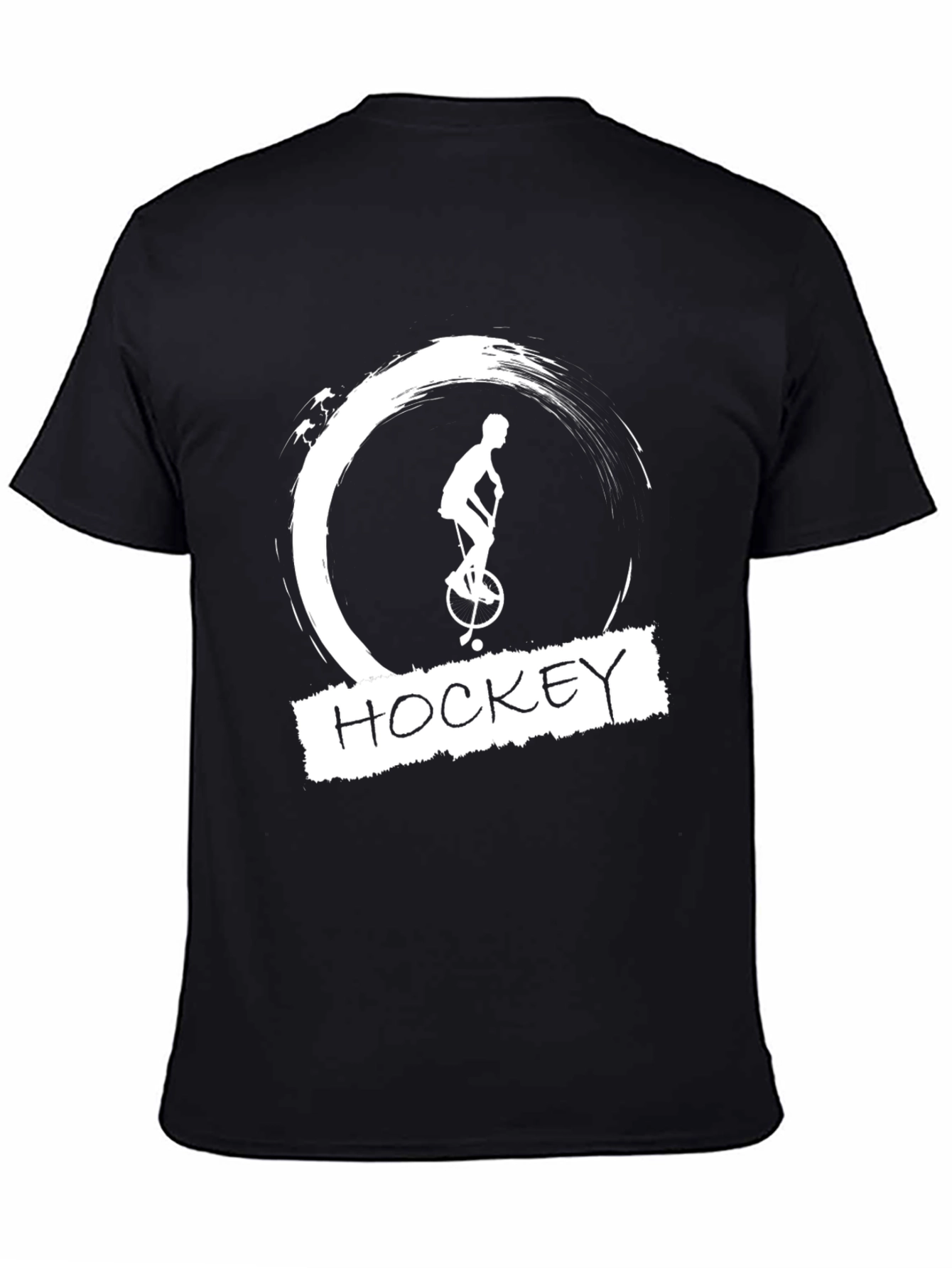 Black Hockey Unicycle Graphic Tee - Unique Black T-Shirt view 4