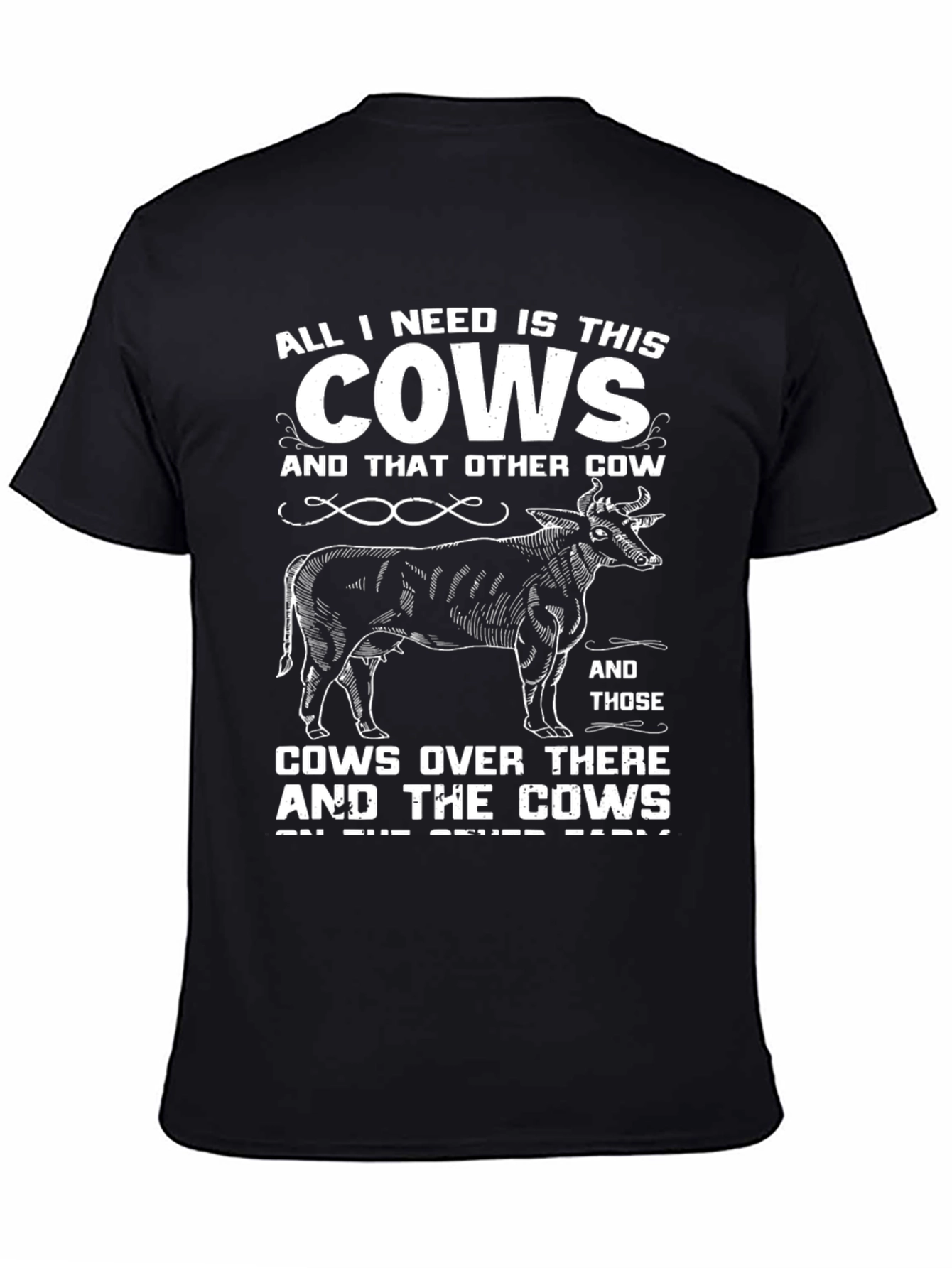 Black Funny Cow Lover T-Shirt, All I Need Is This Cows Tee view 4