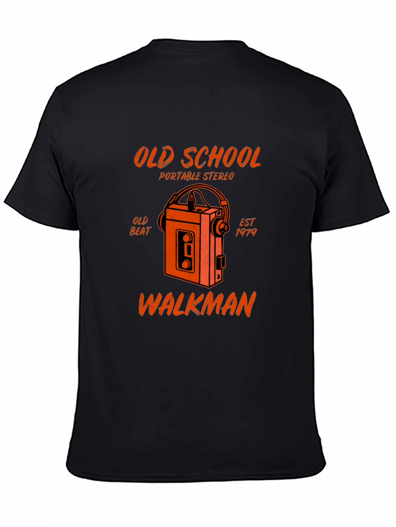 Black Old School Walkman T-Shirt - Retro Portable Stereo view 4
