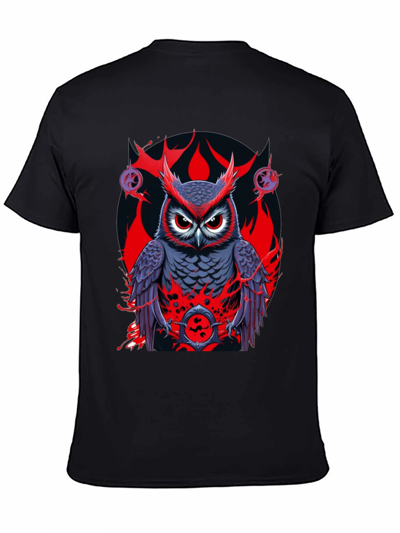 Black Owl Graphic Print Tee - Men's Black T-Shirt view 4
