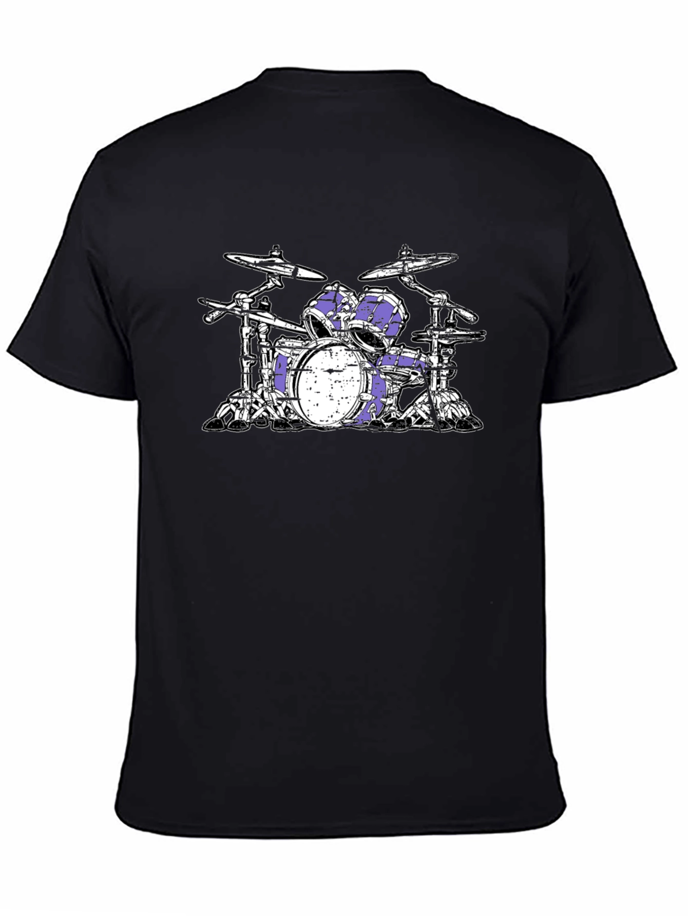 Black Drum Kit T-Shirt - Black Cotton Graphic Tee view 4