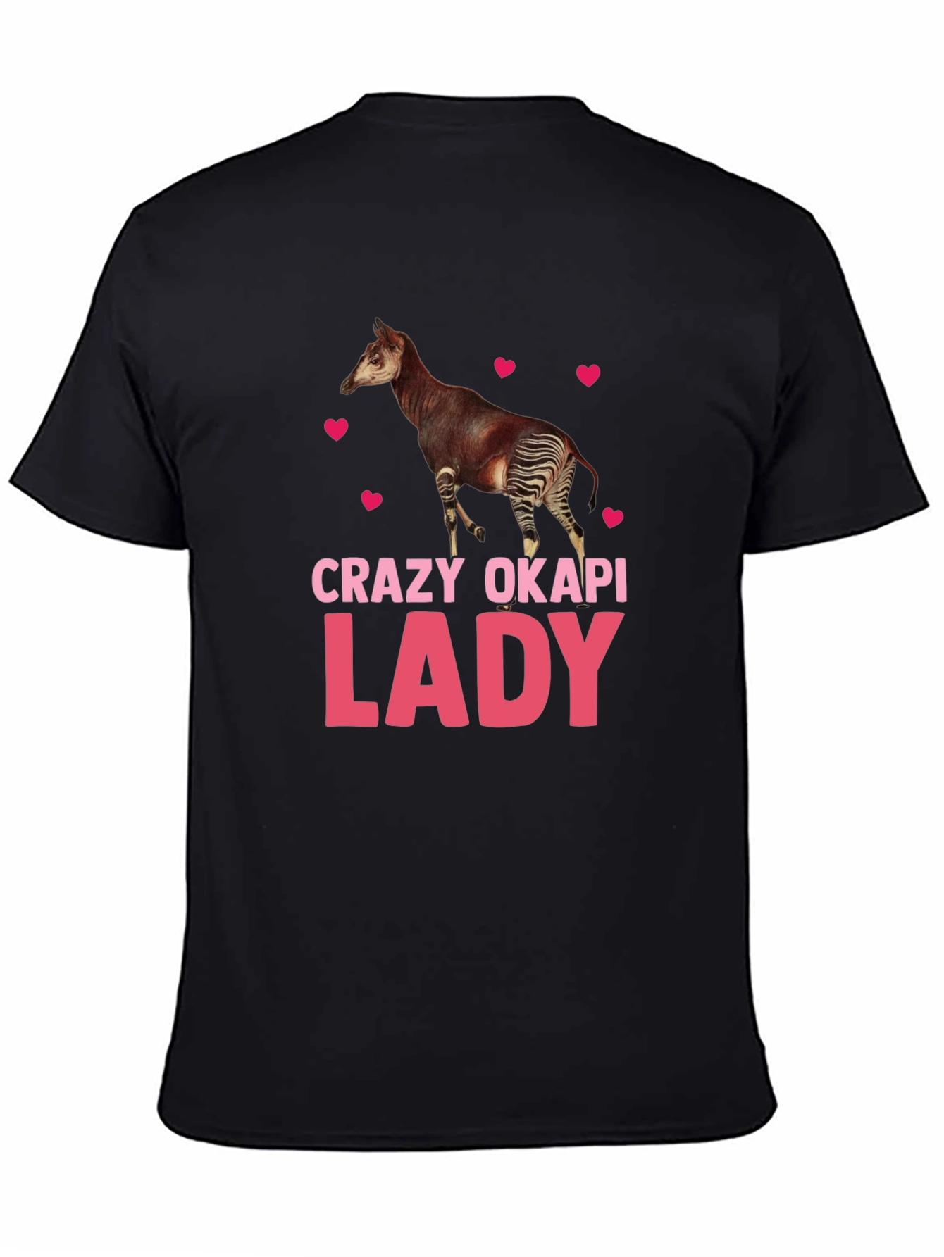 Black Crazy Okapi Lady T-Shirt - Animal Lover Tee view 4