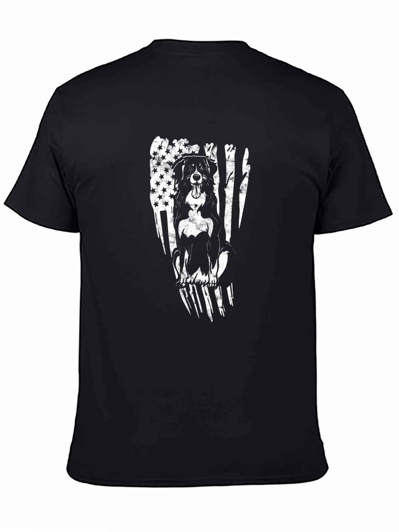Black Patriotic Dog American Flag T-Shirt view 4