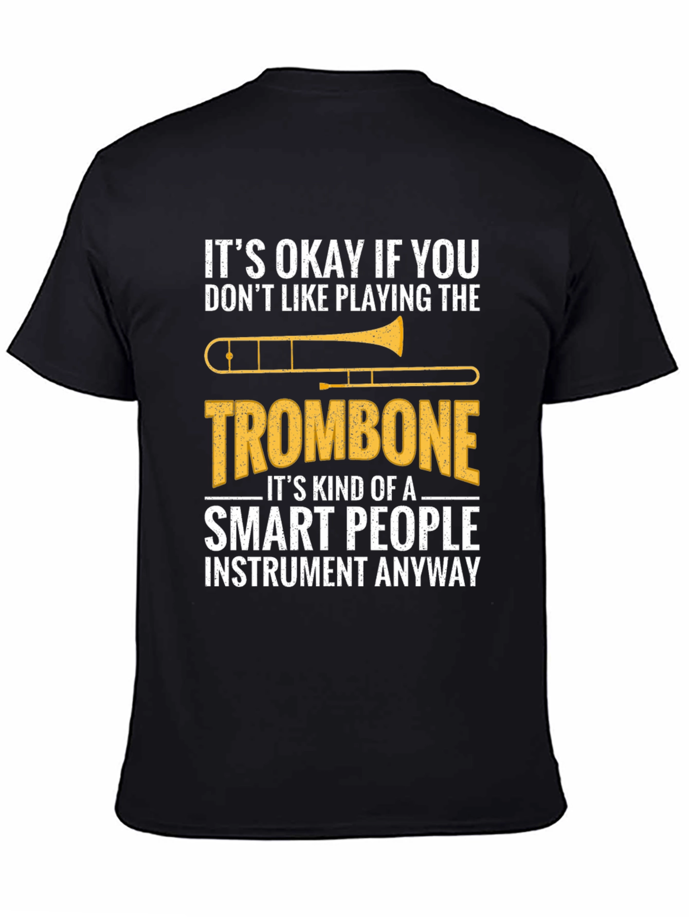 Black Smart People Trombone T-Shirt - Funny Musician Tee view 4